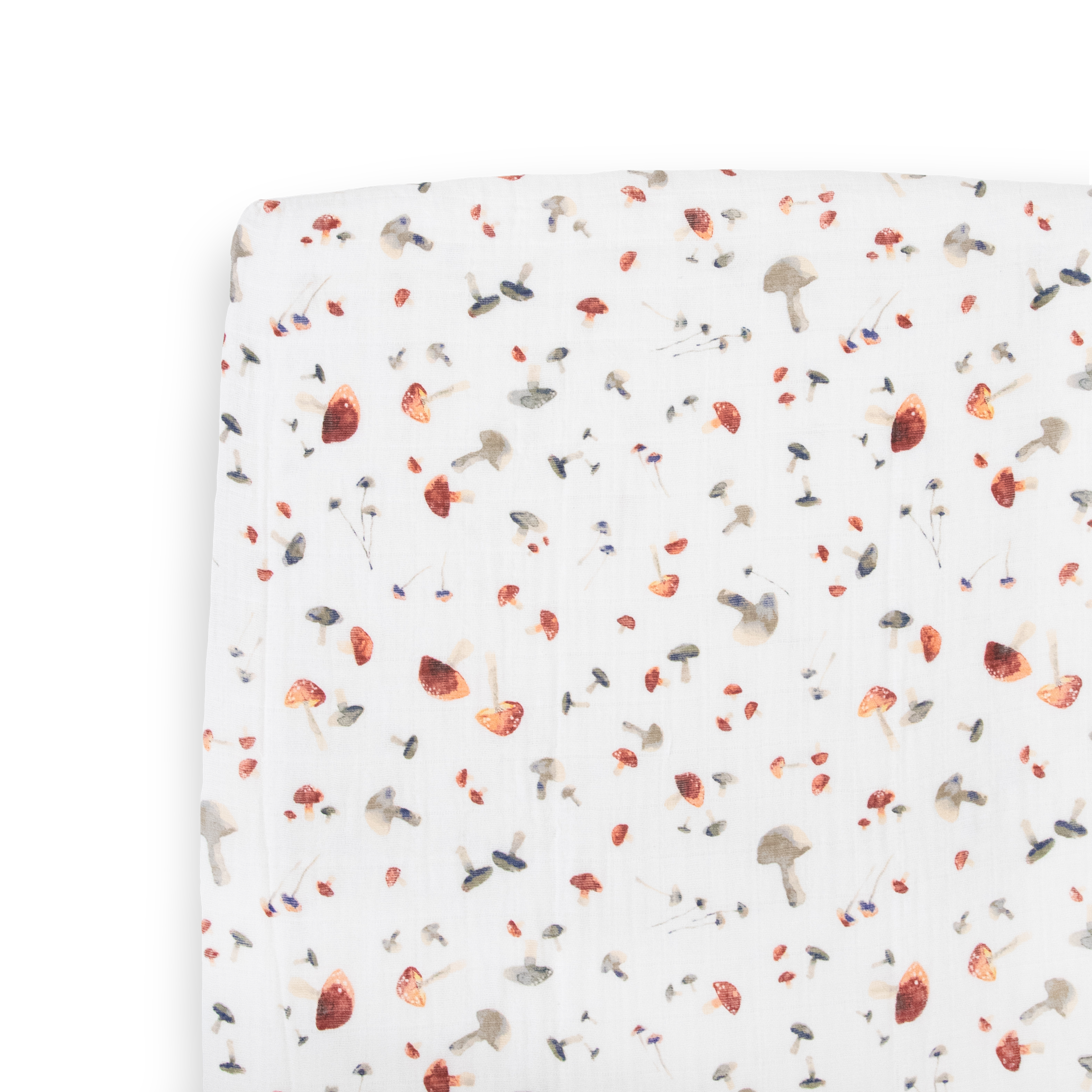 Cotton Muslin Crib Sheet Mushrooms