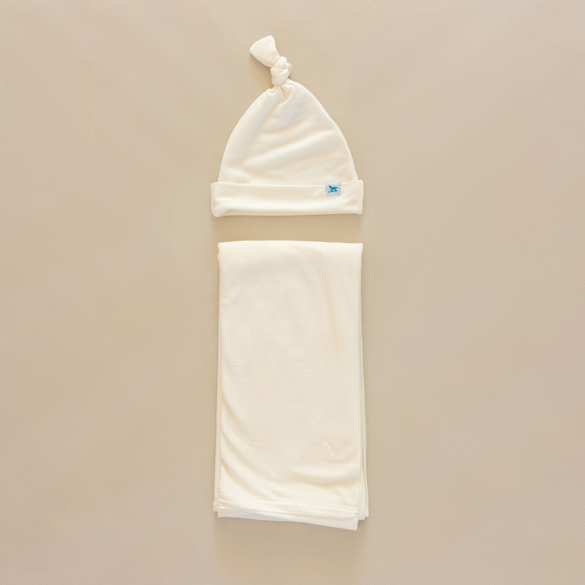 Stretch Knit Swaddle and Hat Set - White