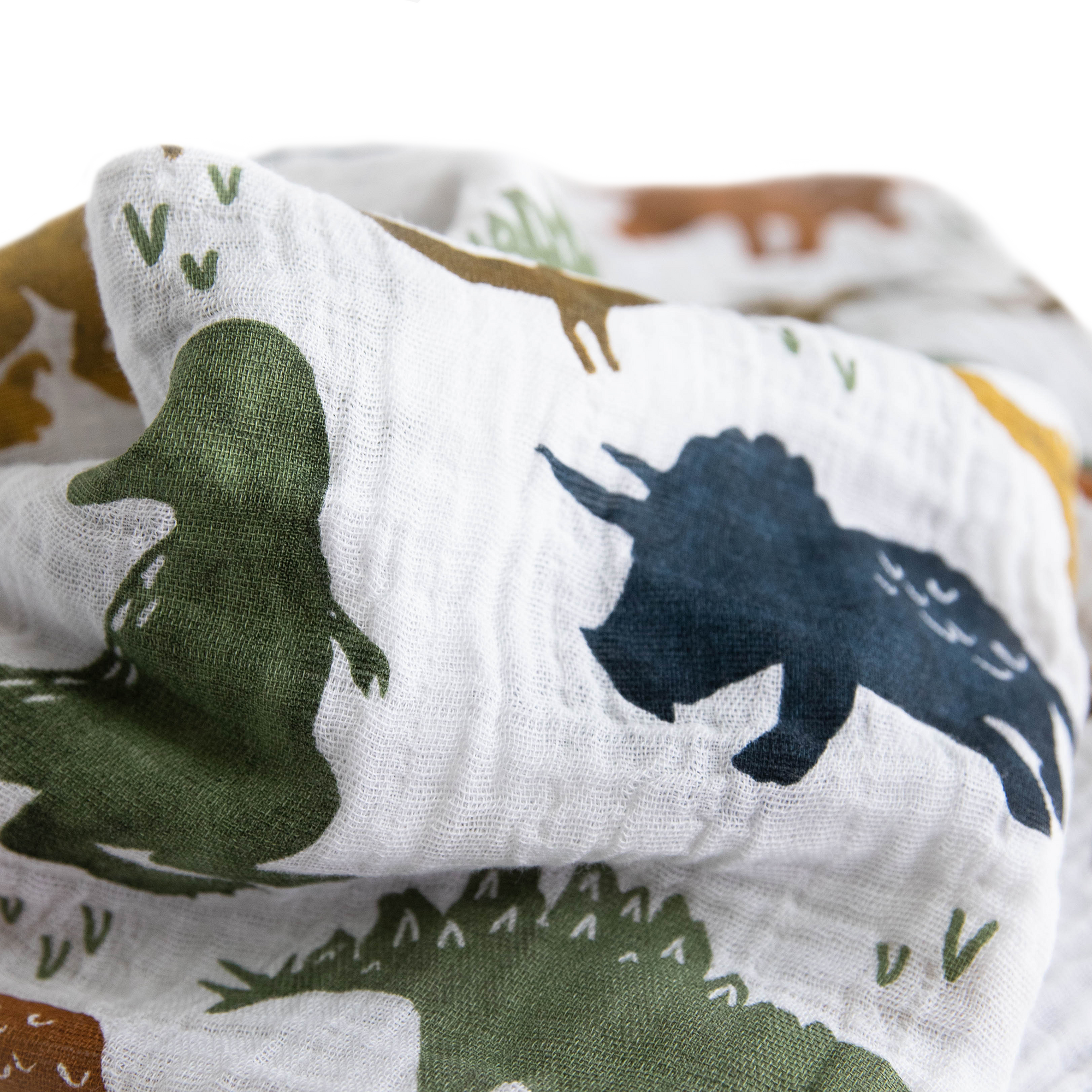 Cotton Muslin Swaddle Blanket 3 Pack - Dino Friends 2