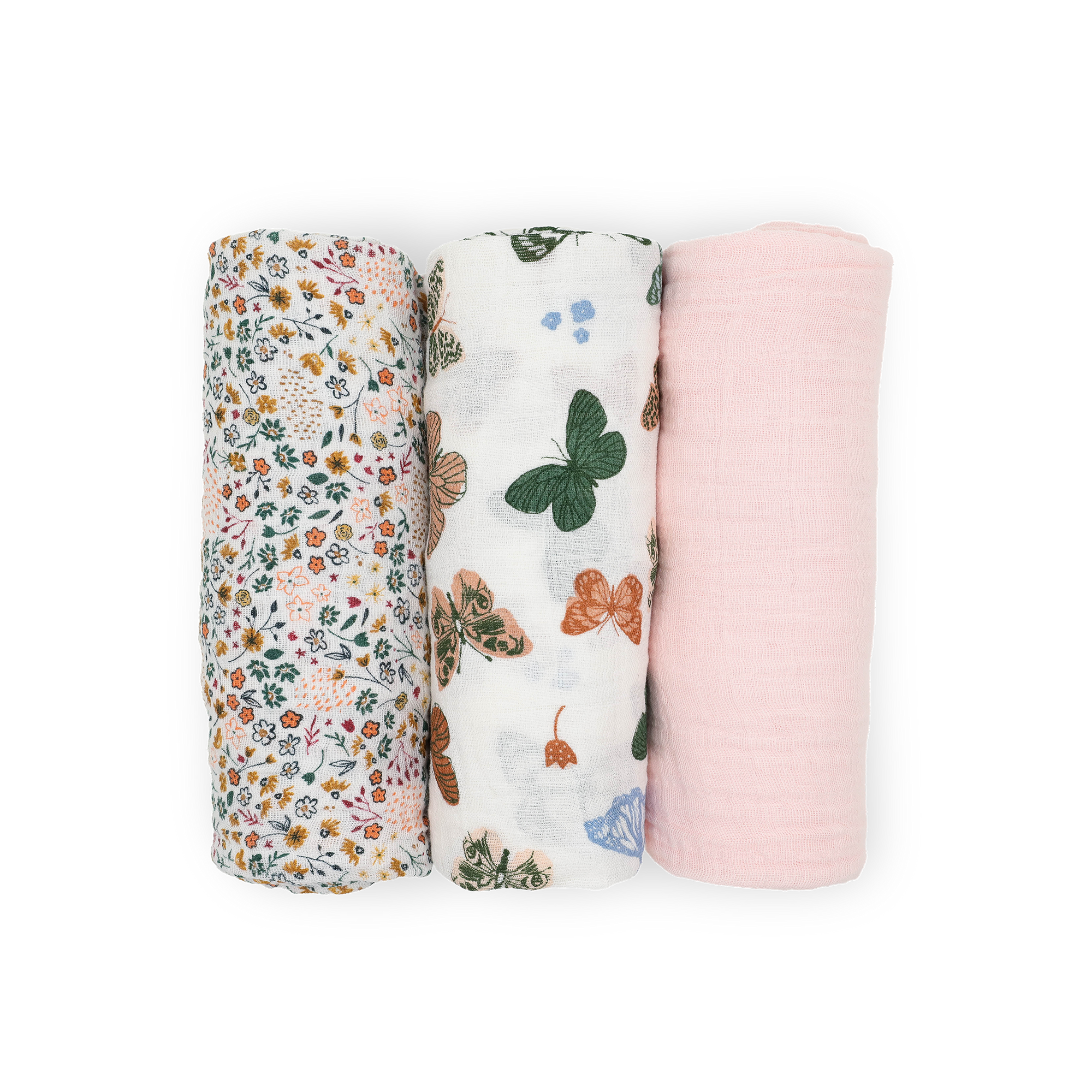 Cotton Muslin Swaddle Blanket 3 Pack - Butterflies
