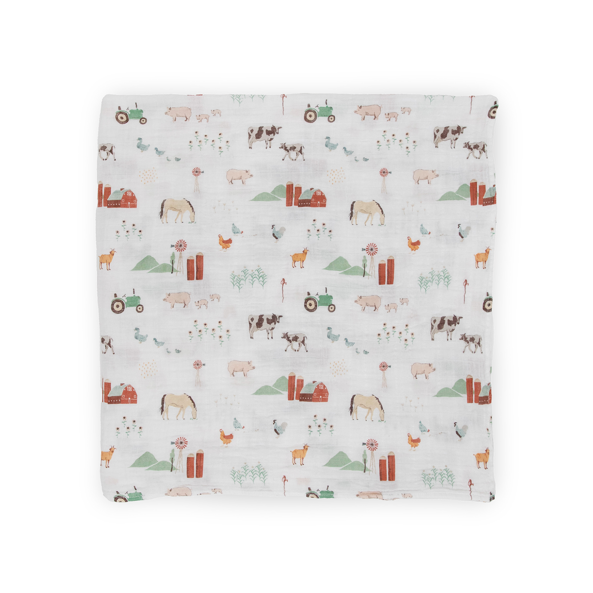 Cotton Muslin Swaddle Blanket - Farmyard