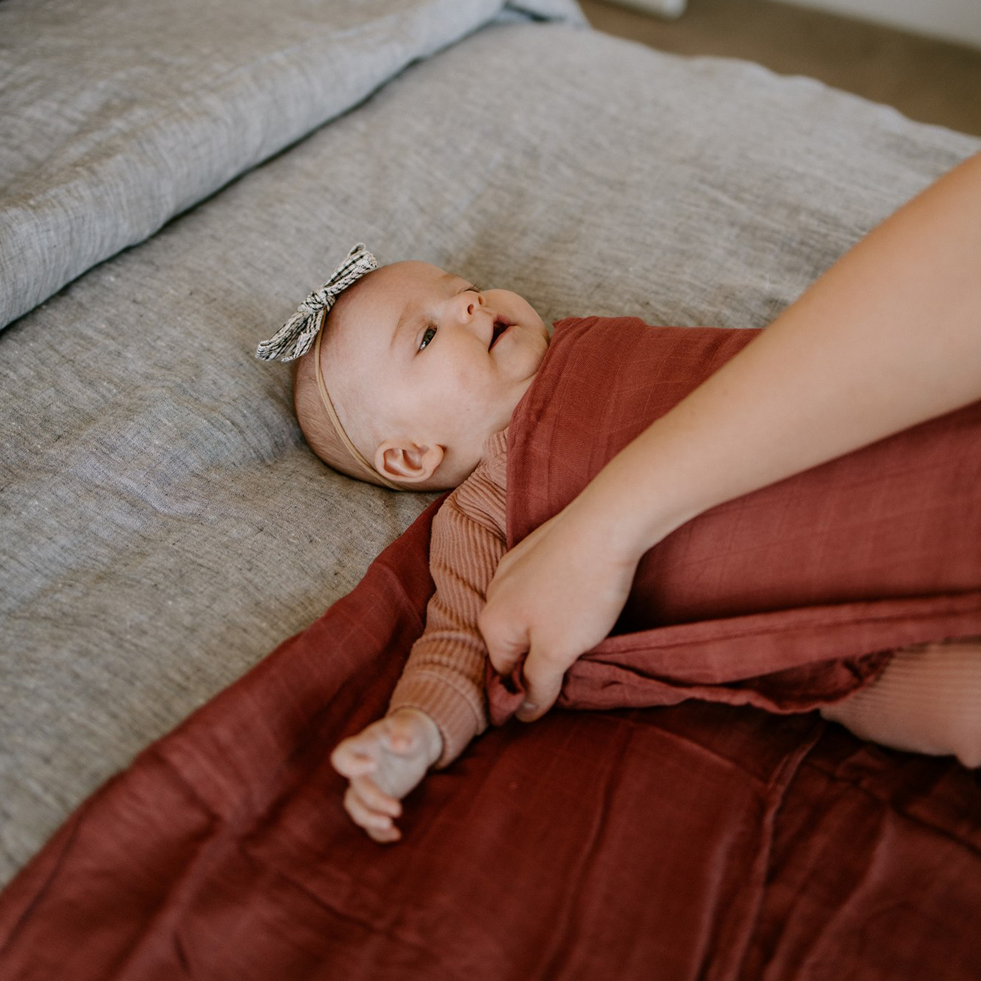 Deluxe Muslin Swaddle Blanket - Dusty Maroon