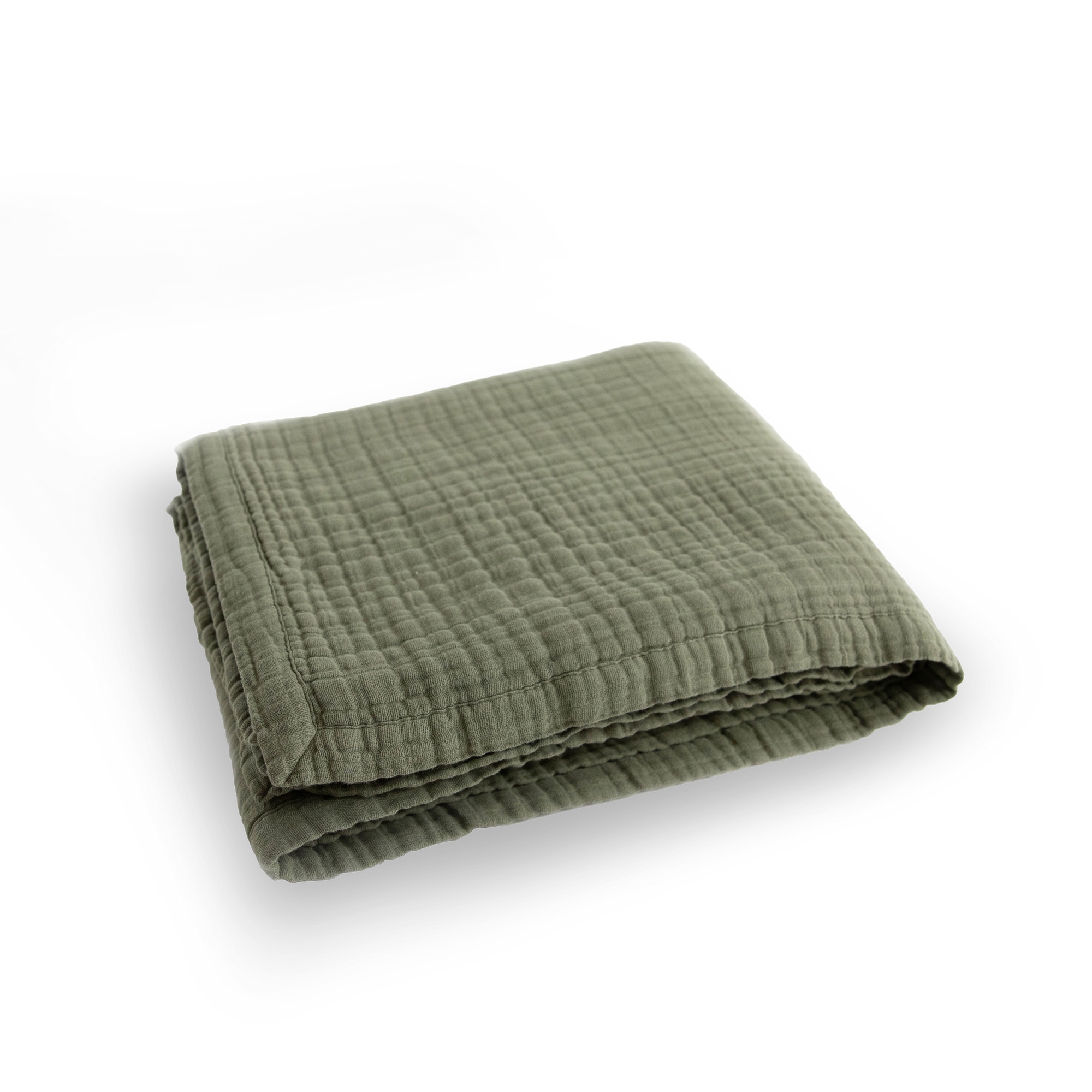 Cotton Muslin Quilted Throw - Fern