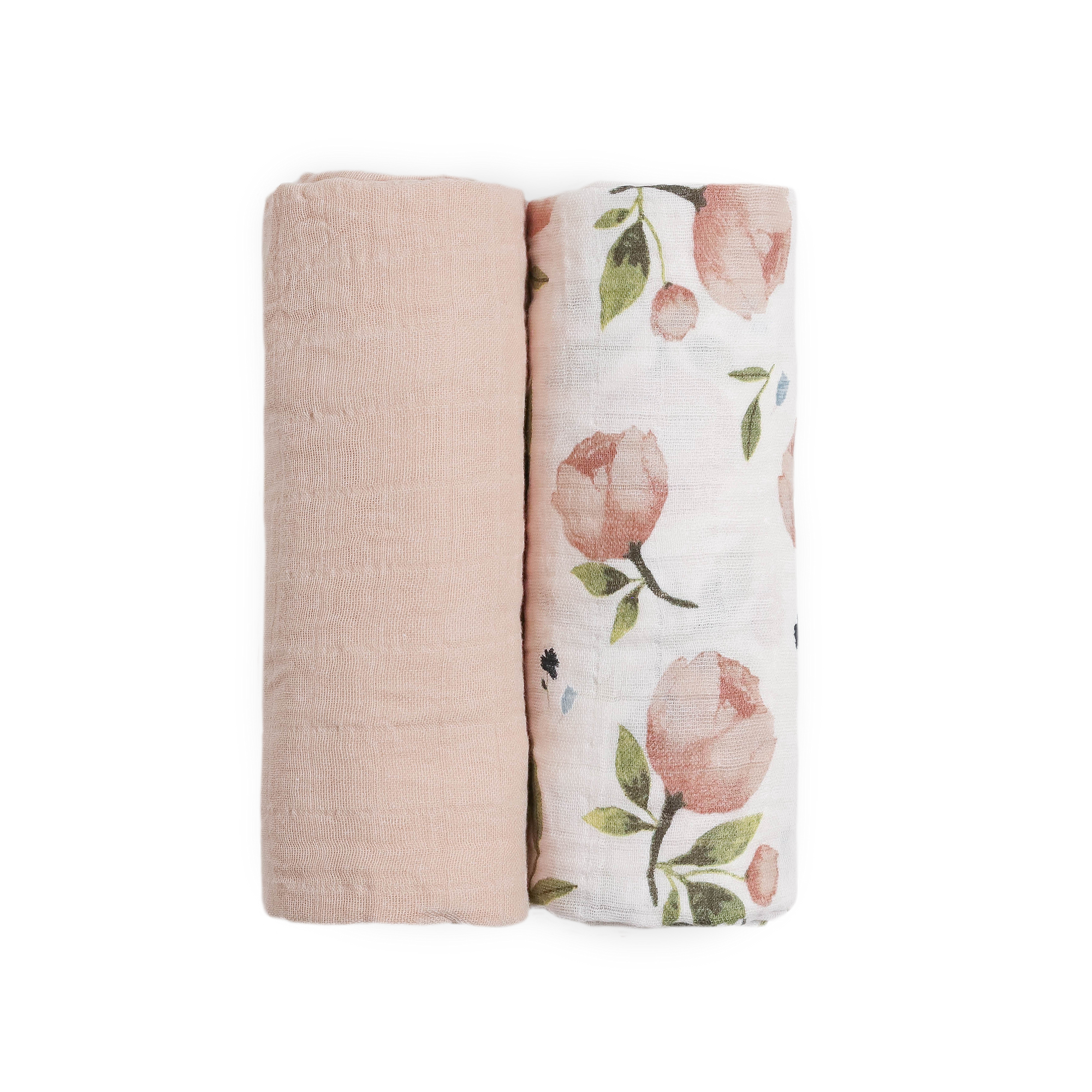 Organic Cotton Muslin Swaddle Blanket 2 Pack - Watercolor Floret