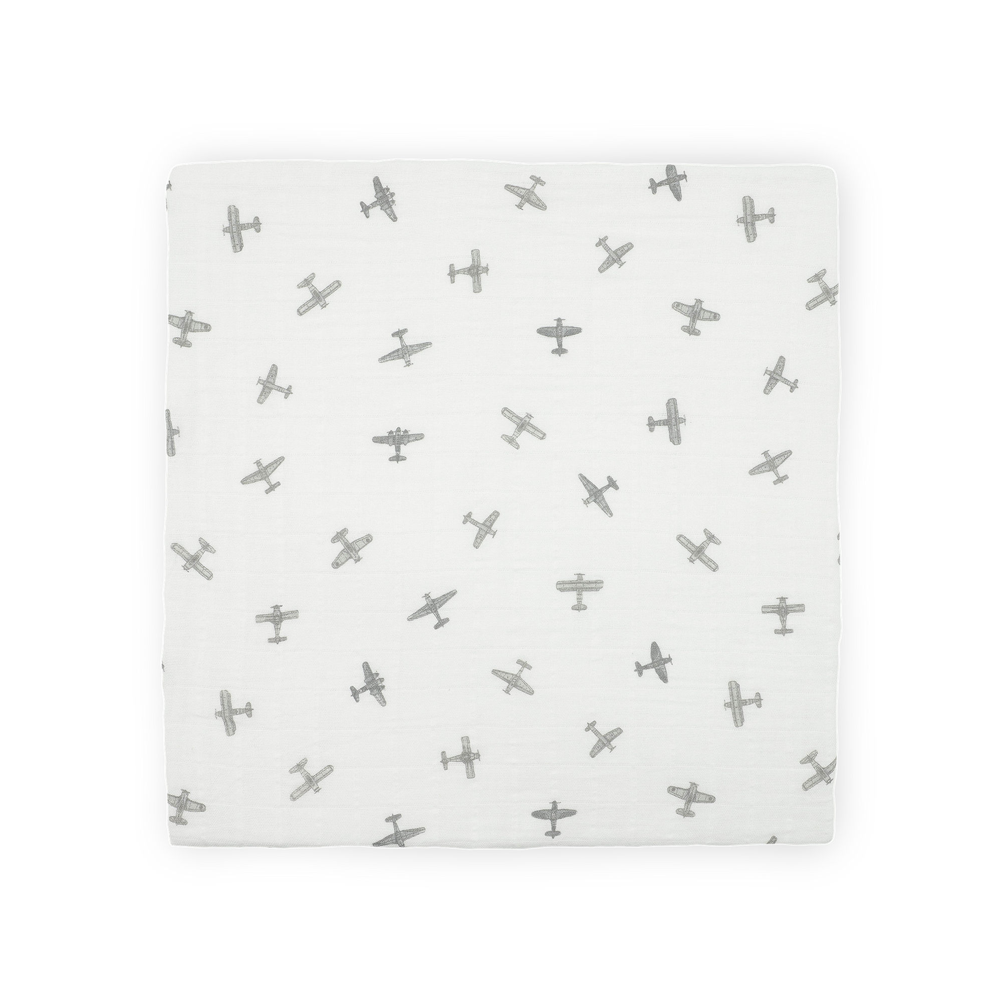 Organic Cotton Muslin Swaddle Blanket 2 Pack - Pewter Planes