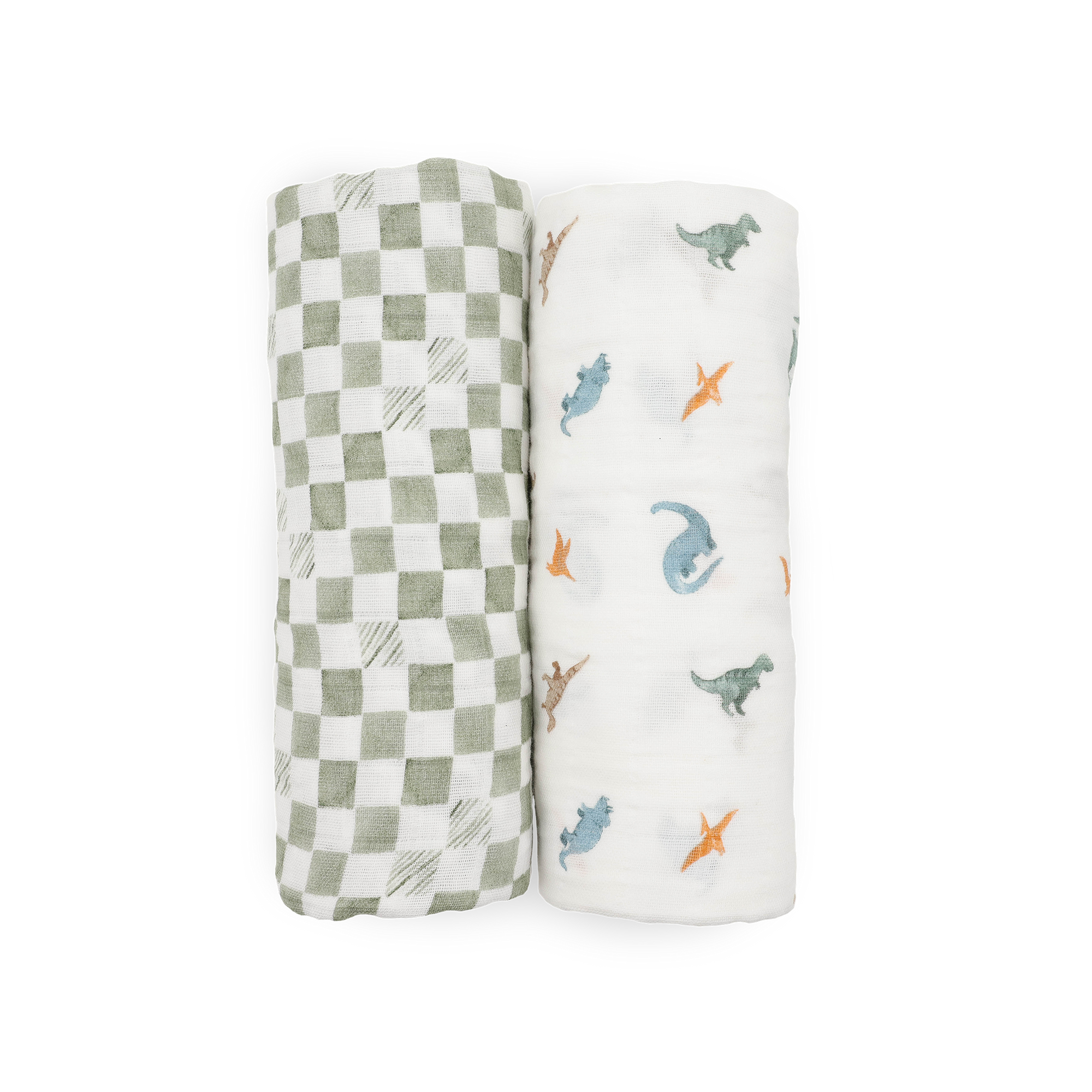 Organic Cotton Muslin Swaddle Blanket 2 Pack - Little Dino