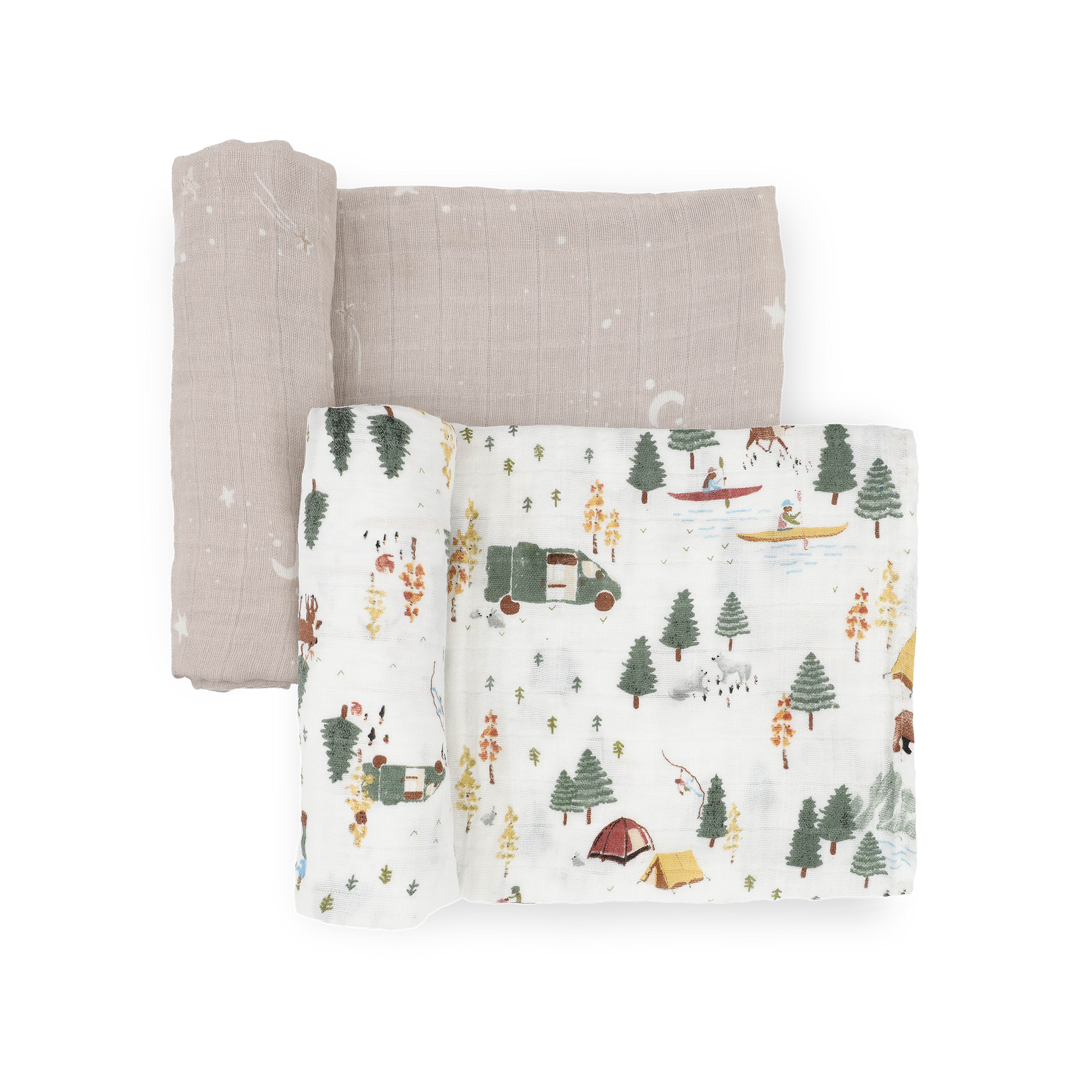 Organic Cotton Muslin Swaddle Blanket 2 Pack - Alpine Adventure