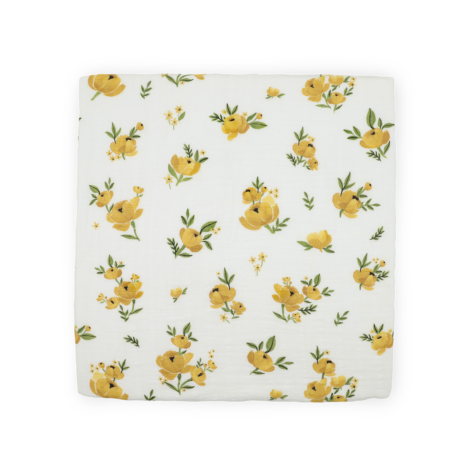 Organic Cotton Muslin Swaddle Blanket 2 Pack - Yellow Roses