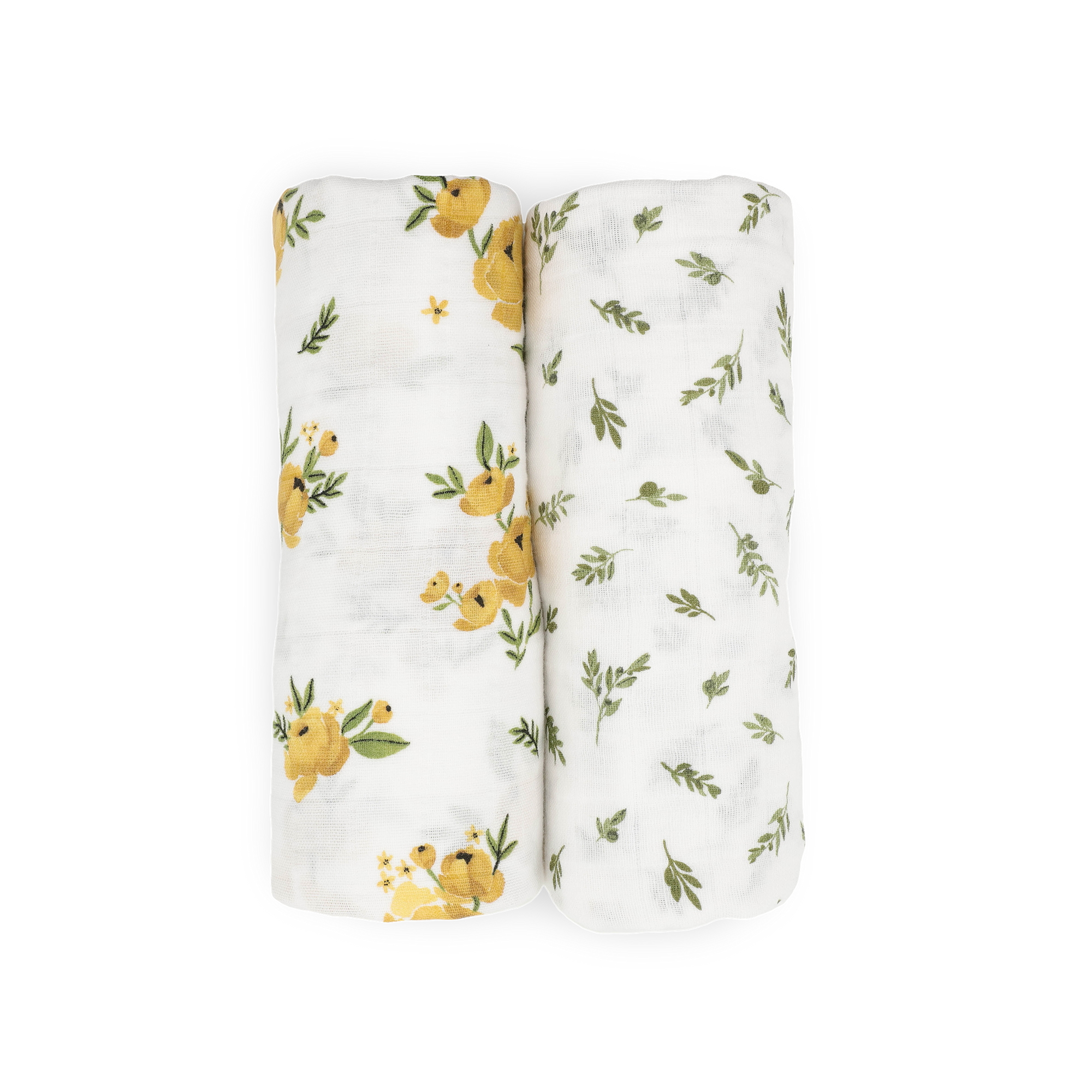 Organic Cotton Muslin Swaddle Blanket 2 Pack - Yellow Roses