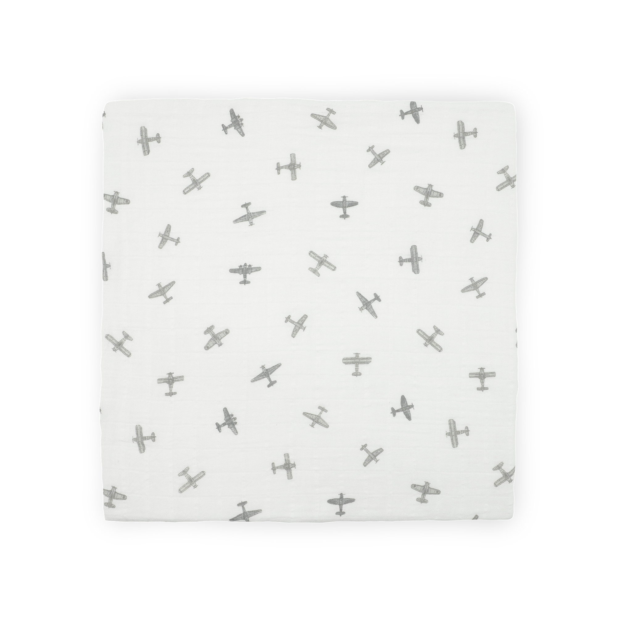 Organic Cotton Muslin Swaddle Blanket - Pewter Planes