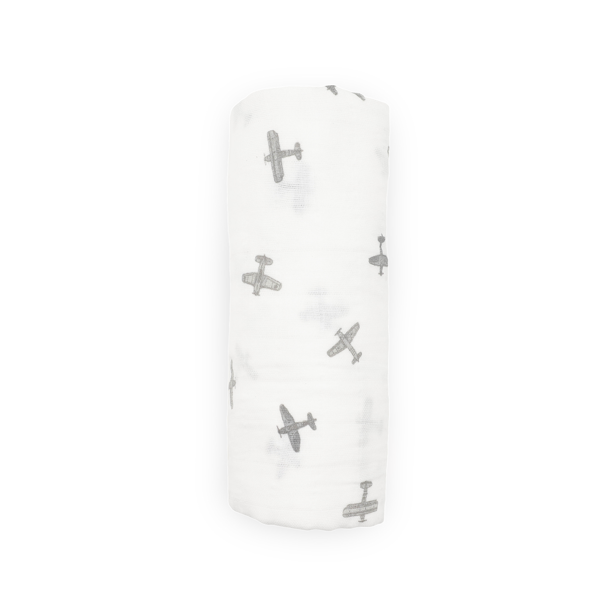 Organic Cotton Muslin Swaddle Blanket - Pewter Planes