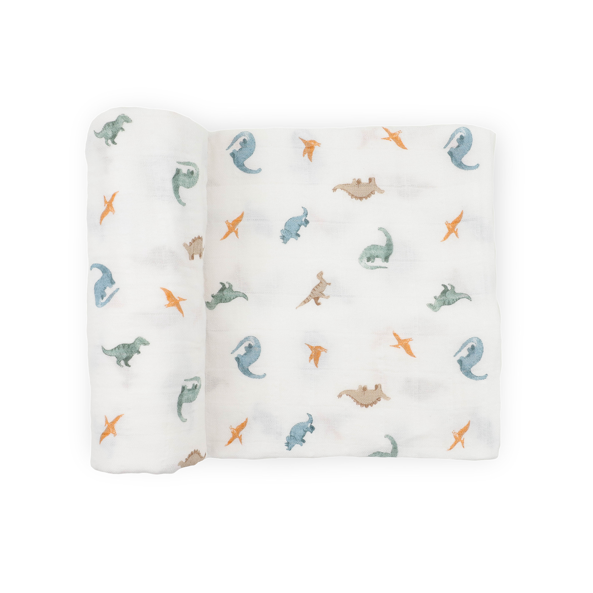 Organic Cotton Muslin Swaddle Blanket - Little Dino