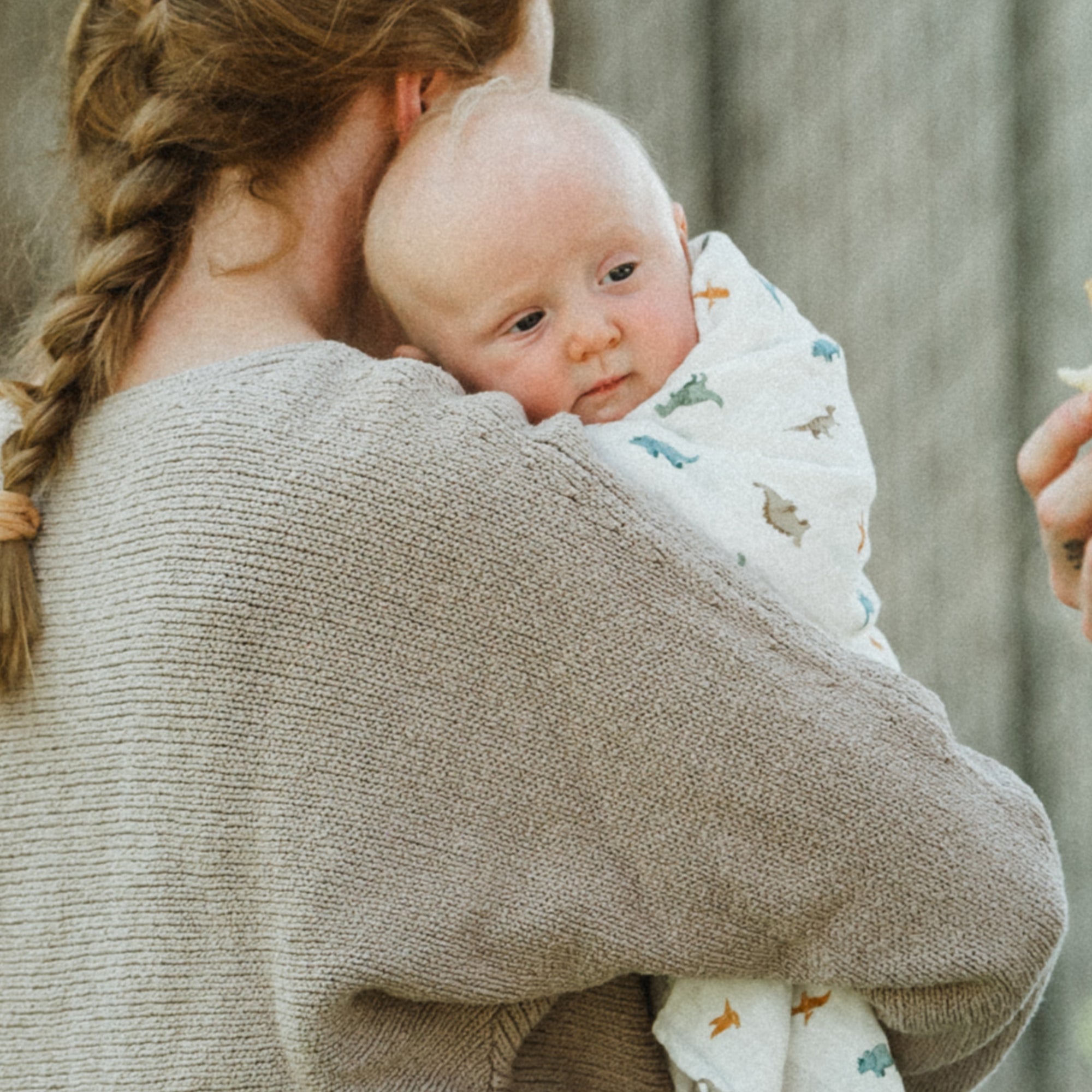 Organic Cotton Muslin Swaddle Blanket - Little Dino