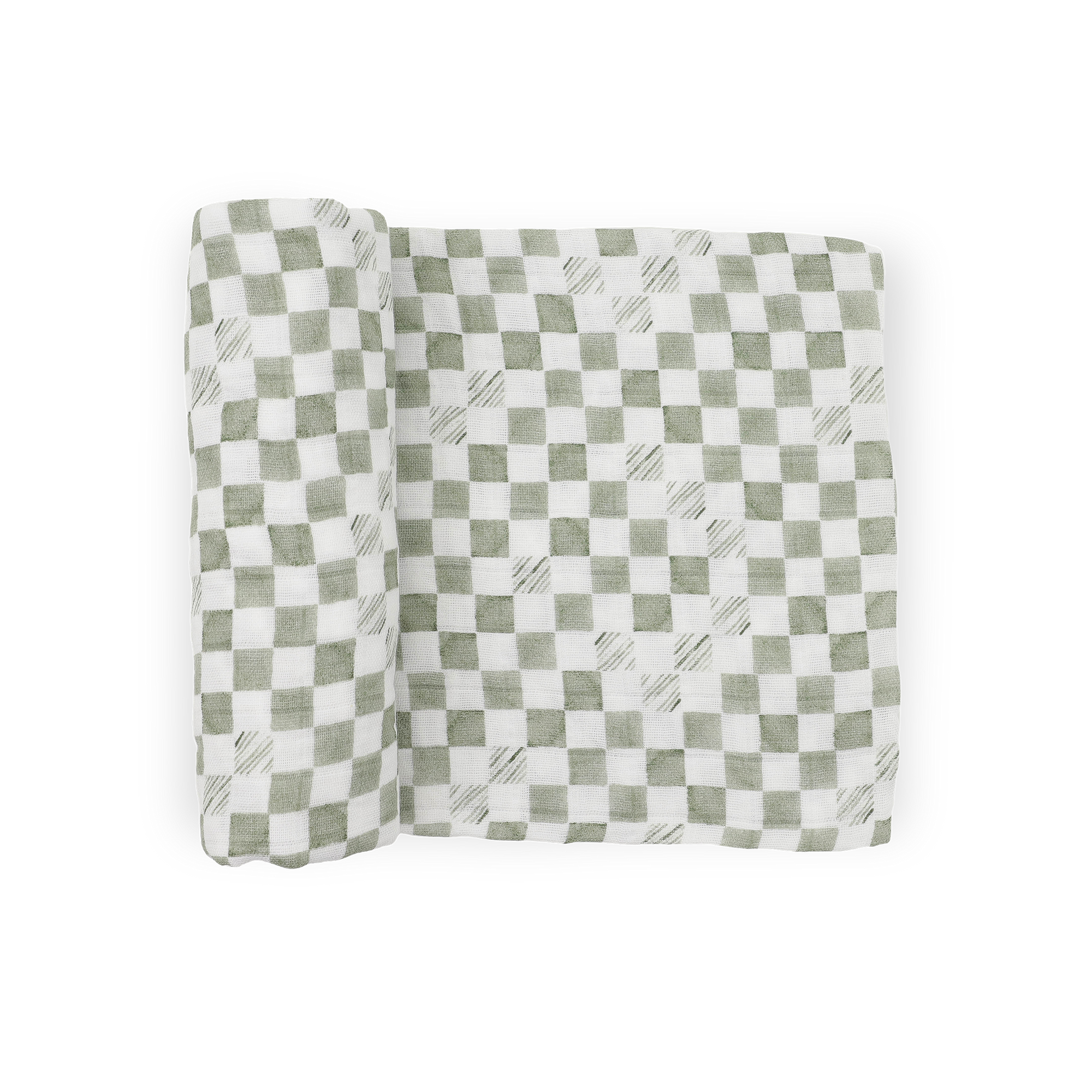 Organic Cotton Muslin Swaddle Blanket - Green Checker