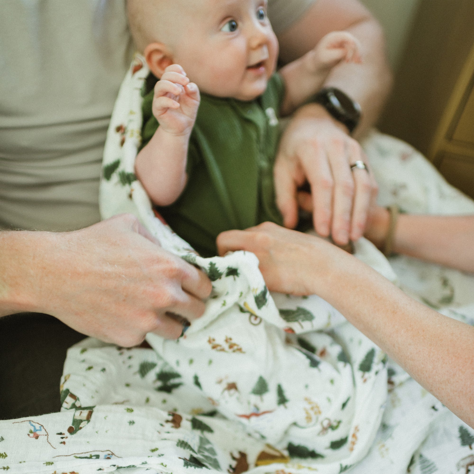 Organic Cotton Muslin Swaddle Blanket 2 Pack - Alpine Adventure