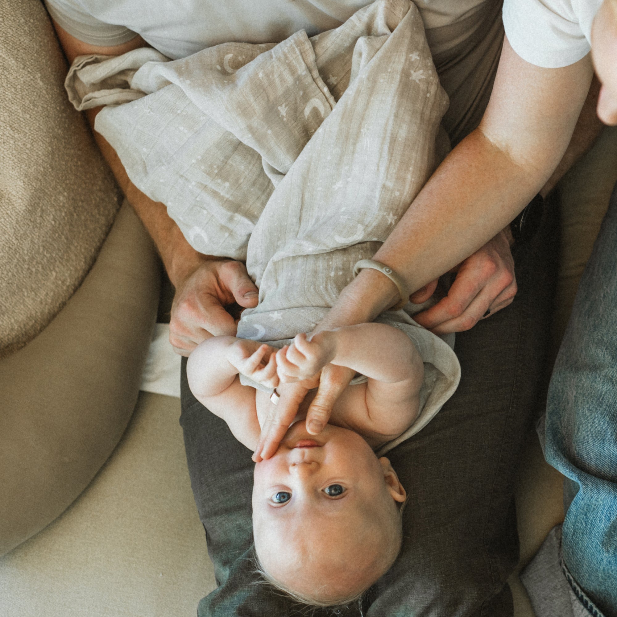 Organic Cotton Muslin Swaddle Blanket - Moon Dust