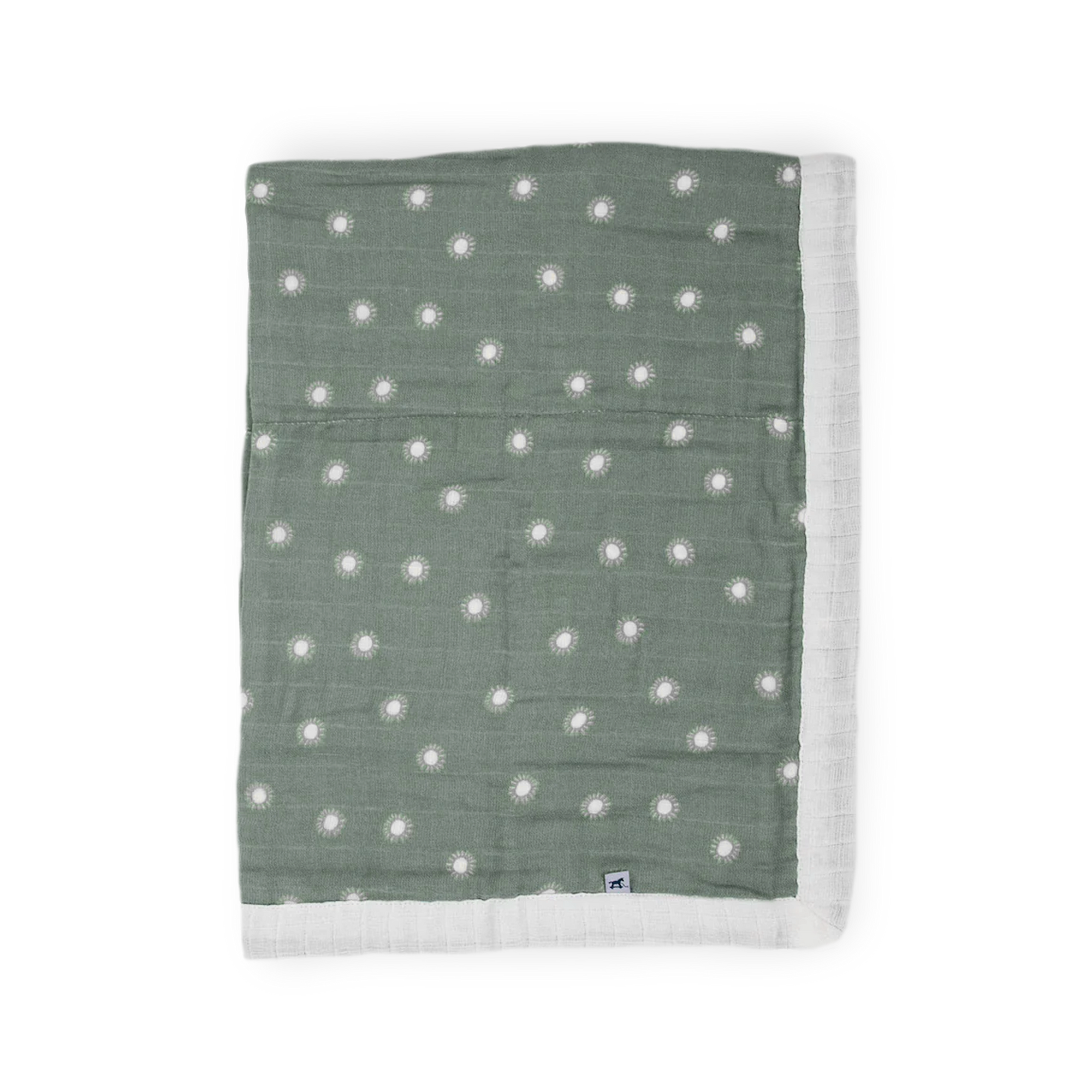 Organic Cotton Muslin Baby Quilt - Sage Suns 2