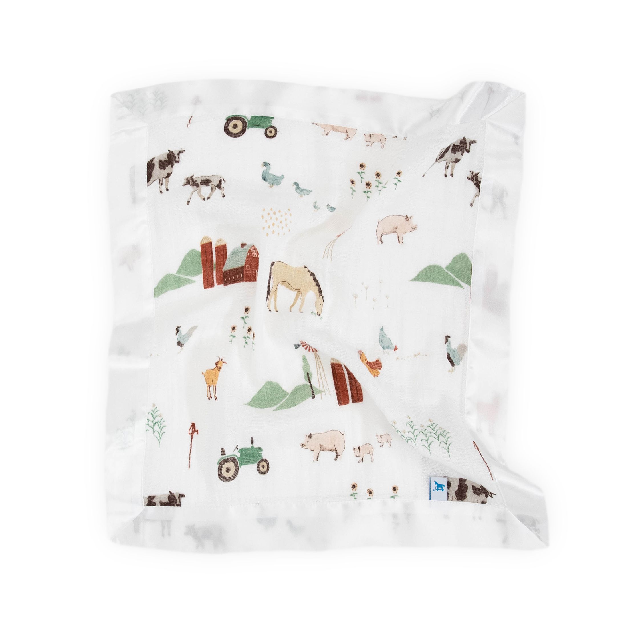 Cotton Muslin Security Blanket 3 Pack Farmyard Little Unicorn USA