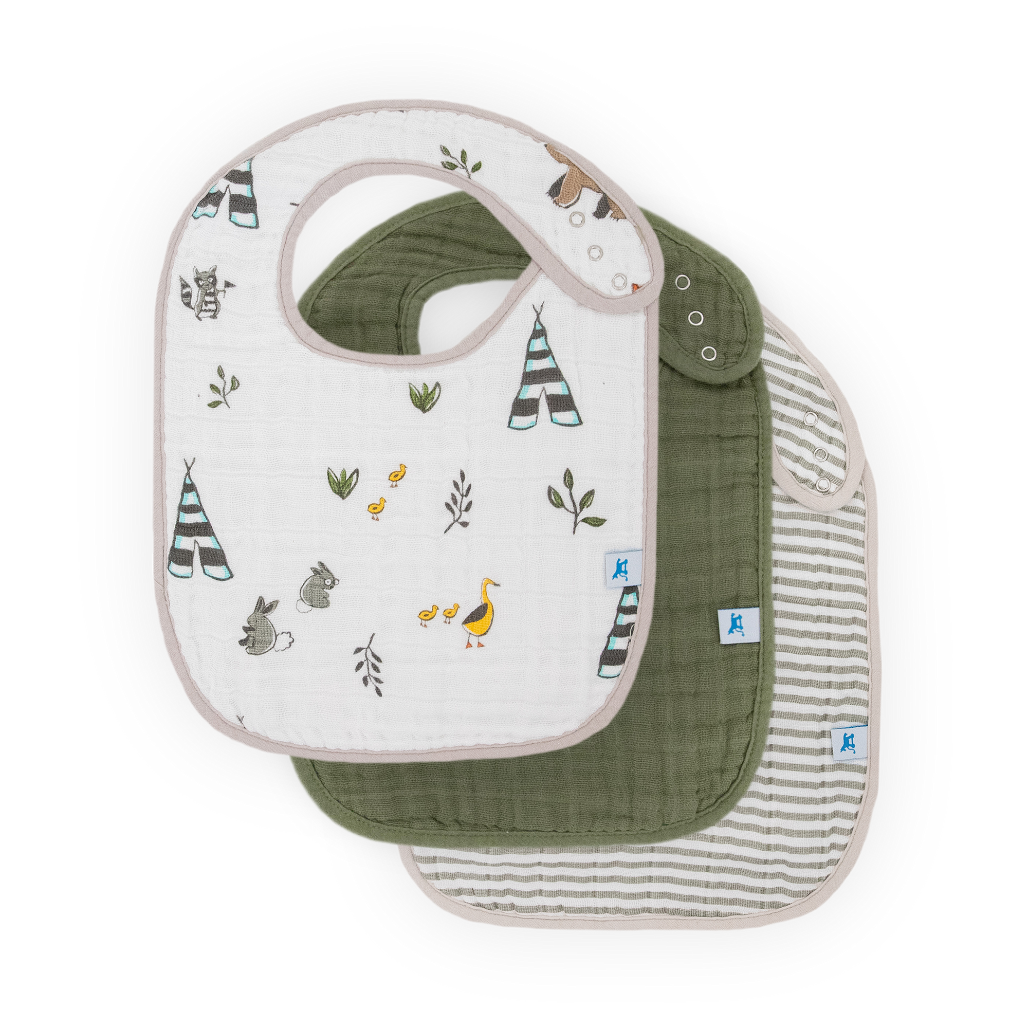 Cotton Muslin Classic Bib 3 Pack - Forest Friends 2