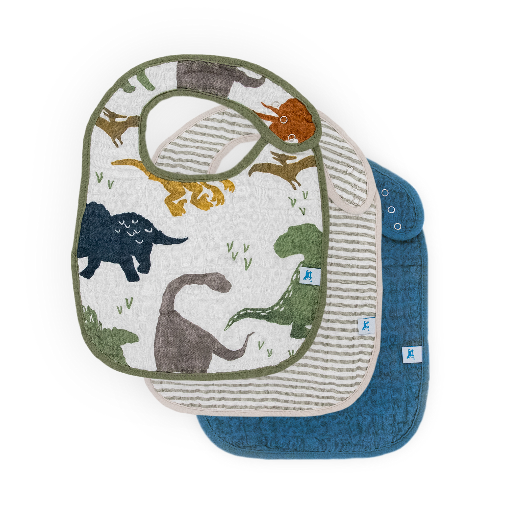 Cotton Muslin Classic Bib 3 Pack - Dino Friends 2