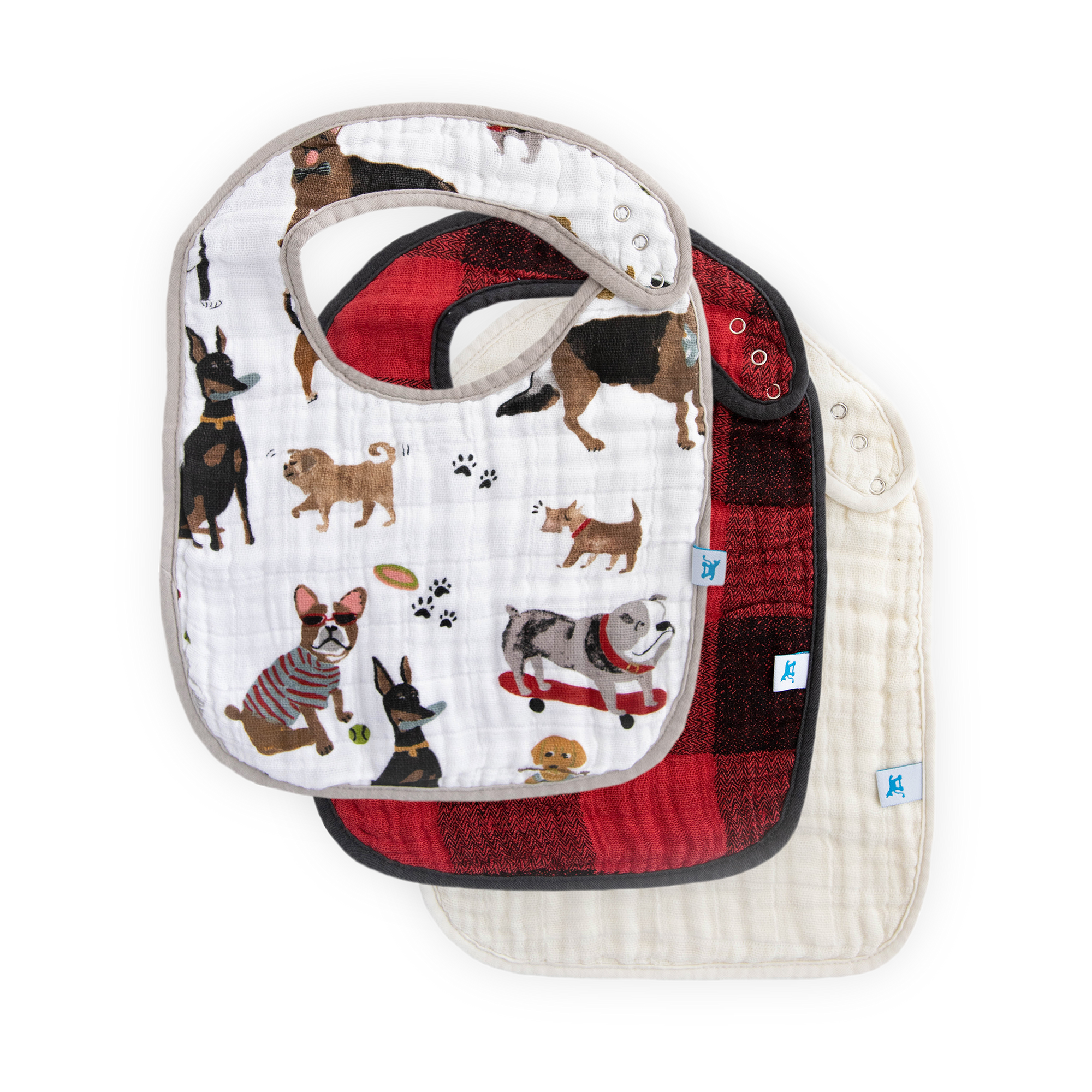 Cotton Muslin Classic Bib 3 Pack - Woof