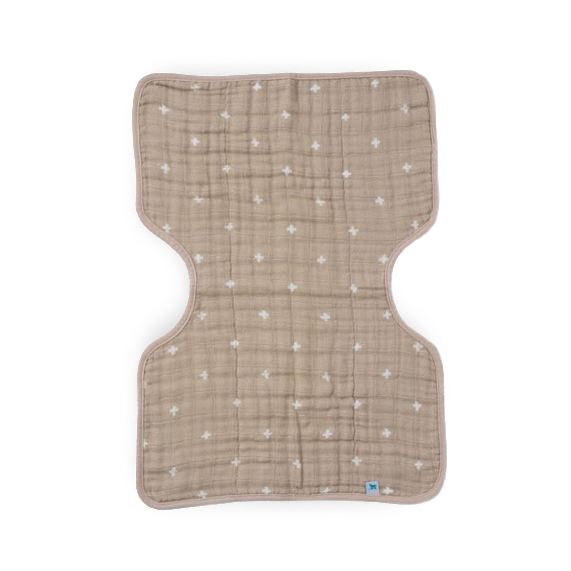 Cotton Muslin Burp Cloth - Taupe Cross
