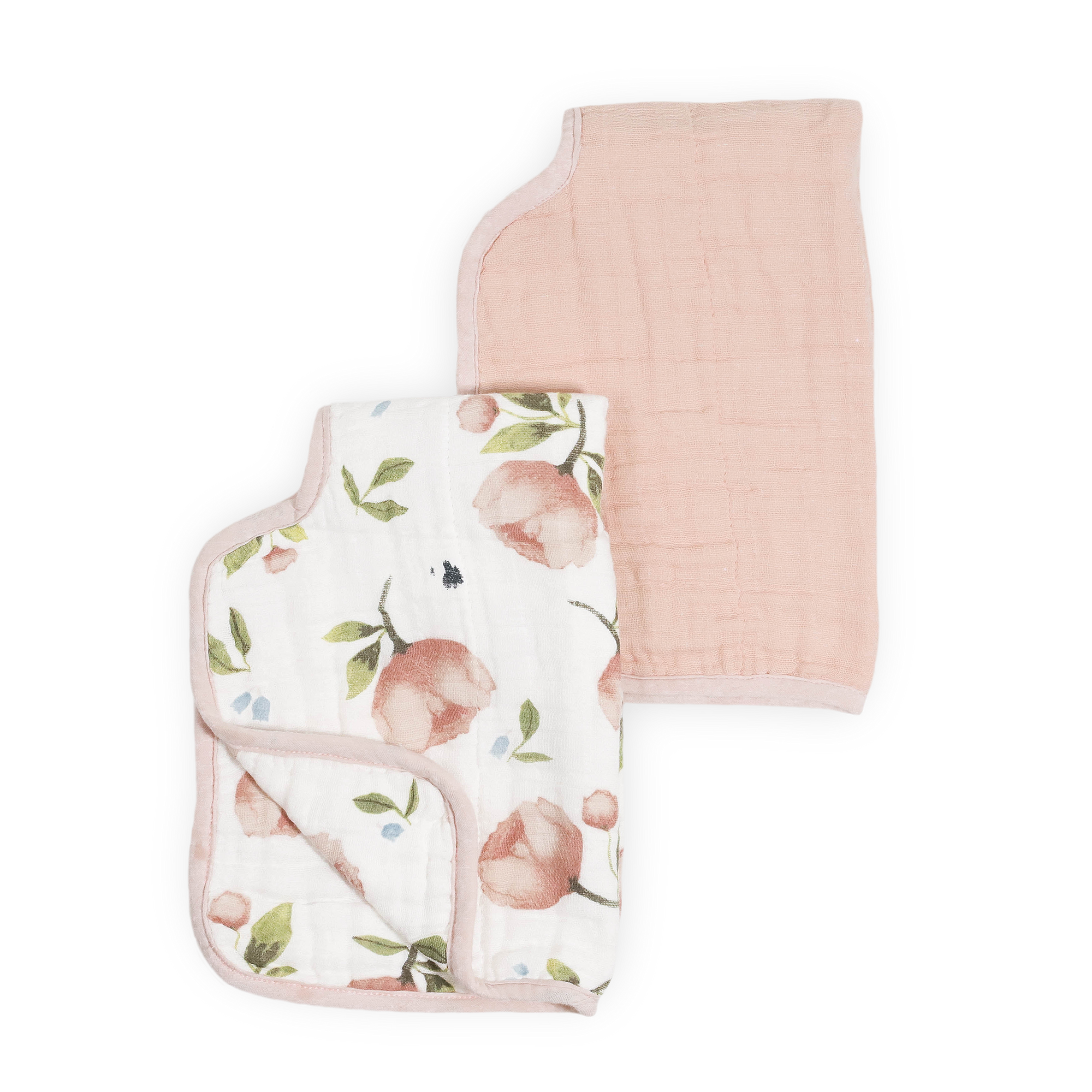 Organic Cotton Muslin Burp Cloth 2 Pack - Watercolor Floret + Rosie