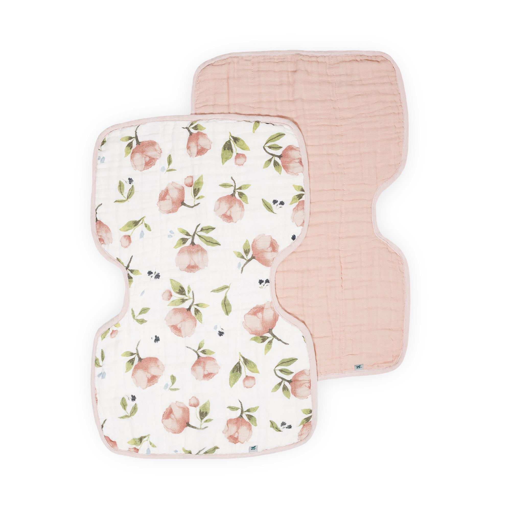 Organic Cotton Muslin Burp Cloth 2 Pack - Watercolor Floret + Rosie