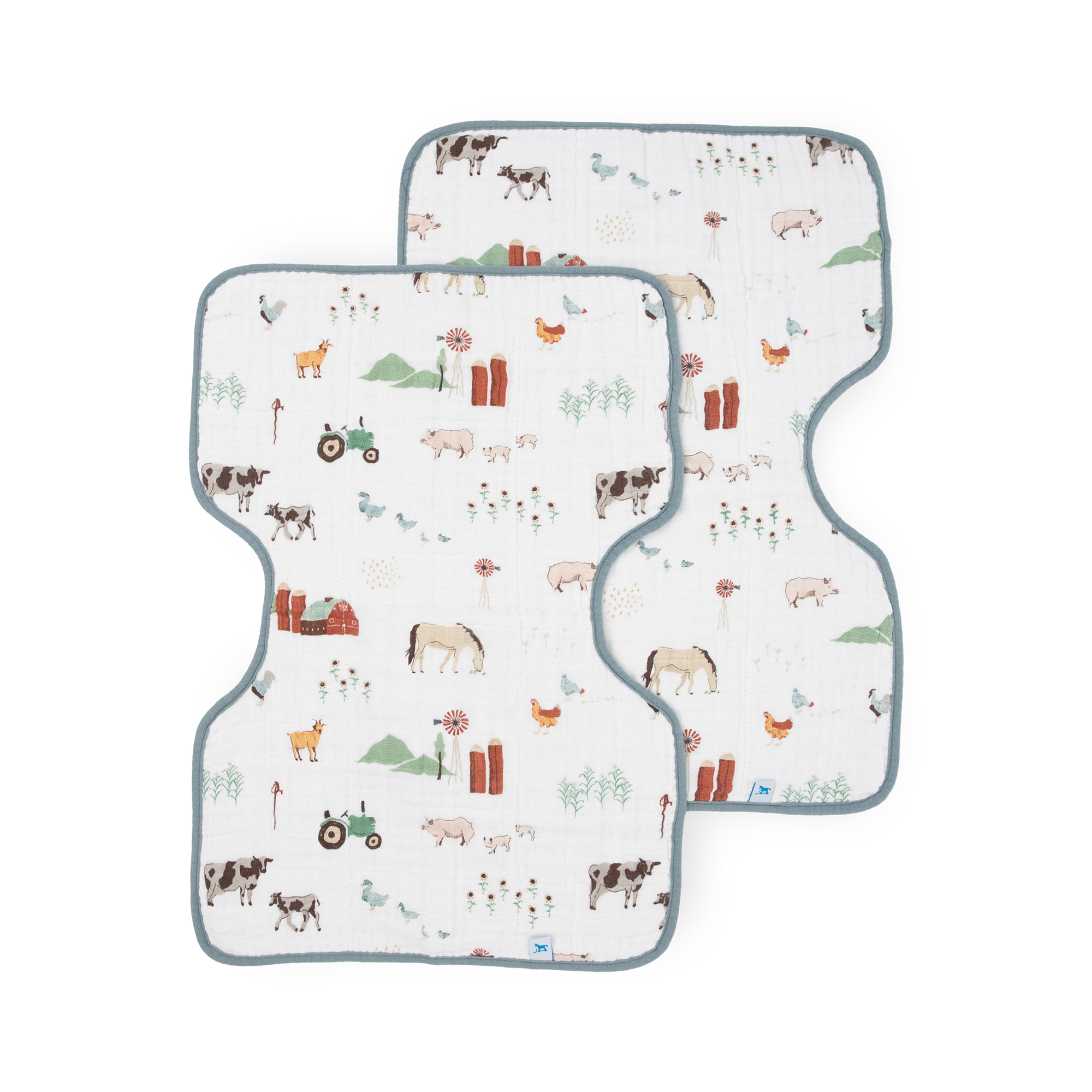 Cotton Muslin Burp Cloth 2 Pack - Farmyard