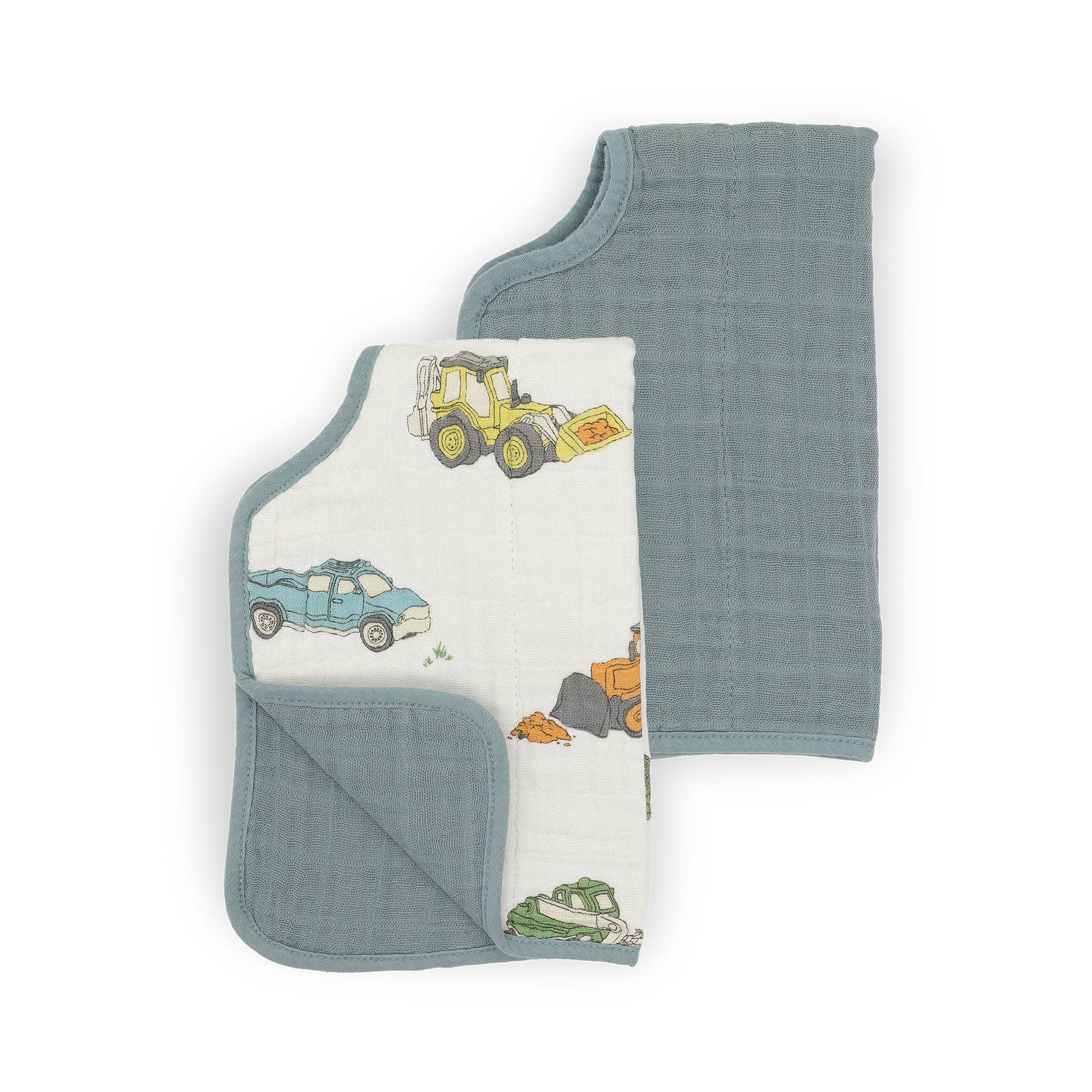 Cotton Muslin Burp Cloth 2 Pack - Work Trucks