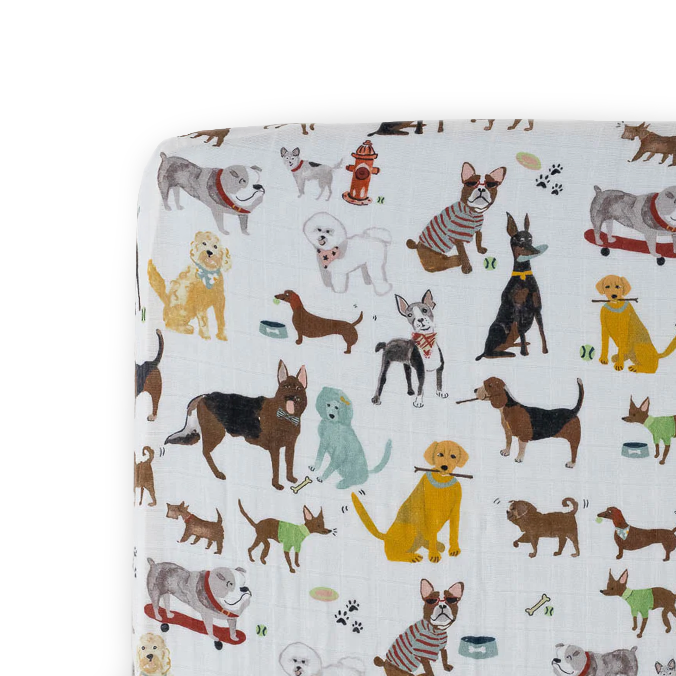Dog print top crib sheets
