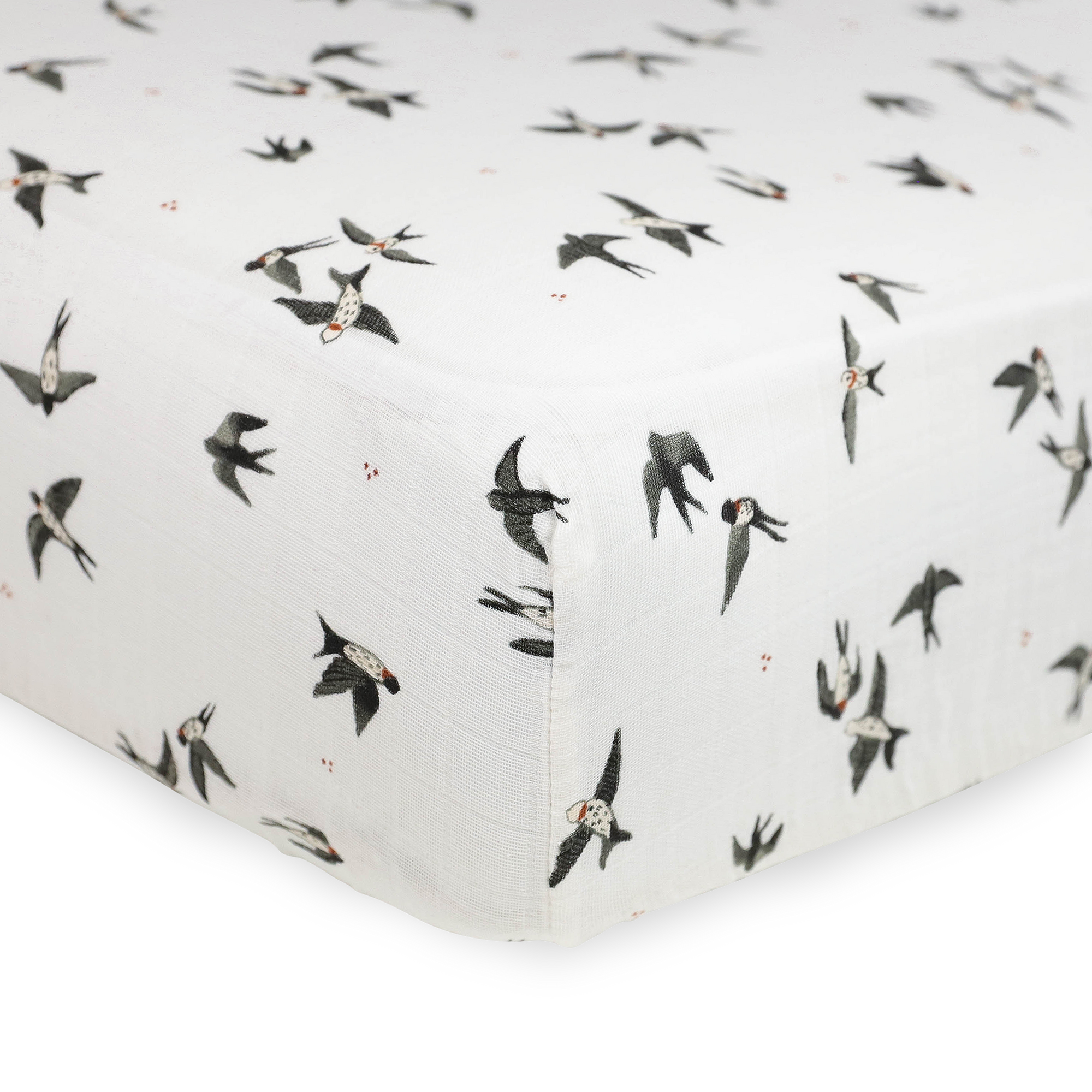 Organic Cotton Muslin Crib Sheet - Swallows