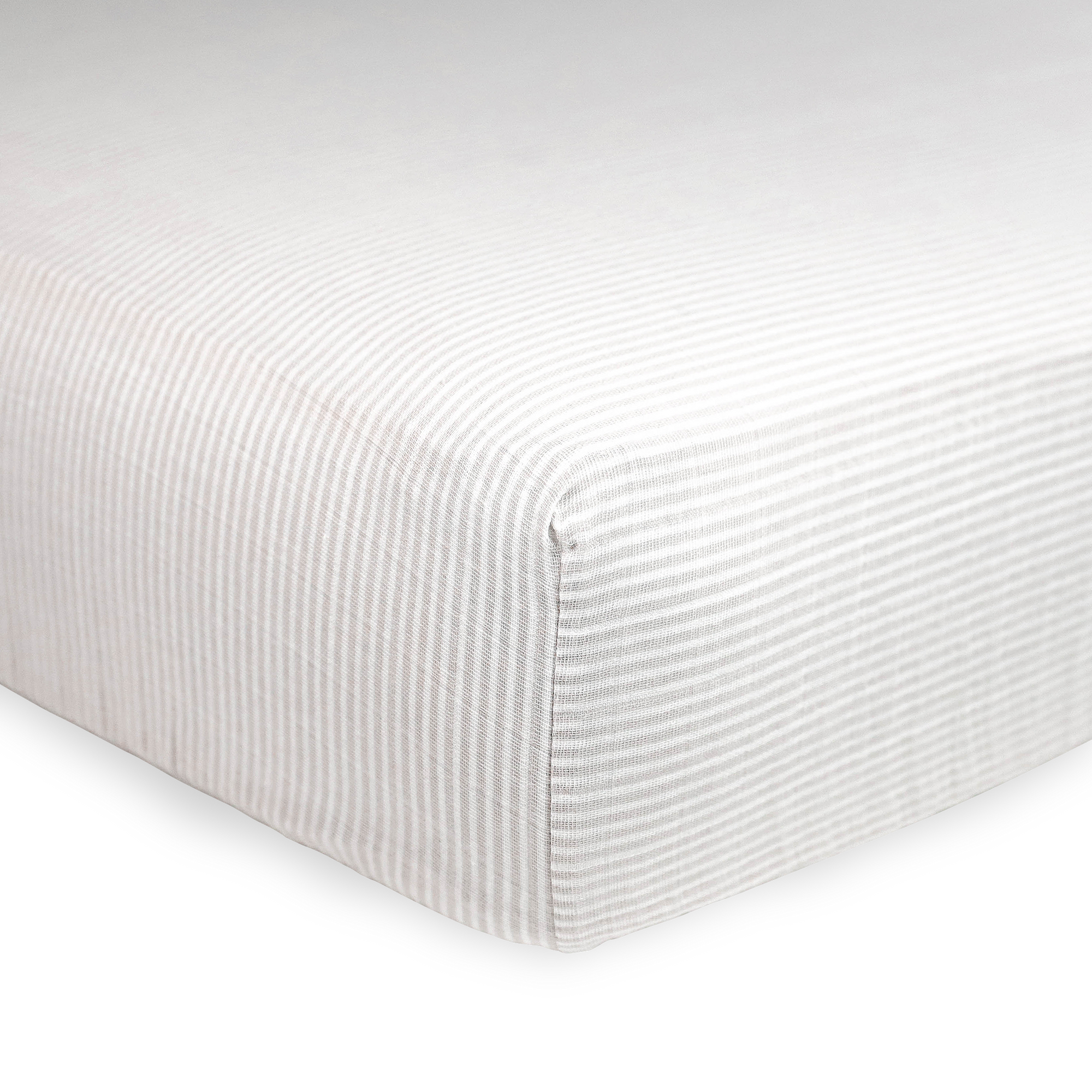 Organic Cotton Muslin Crib Sheet - Sand Stripe