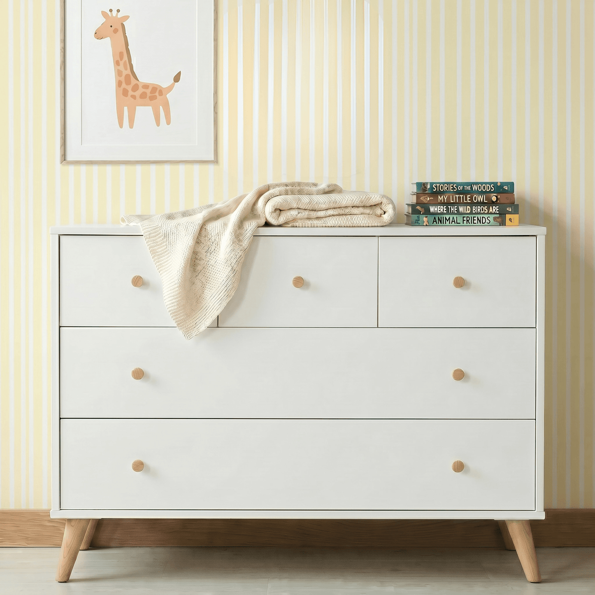 Austin 5-Drawer Dresser dadada White / Red Oak