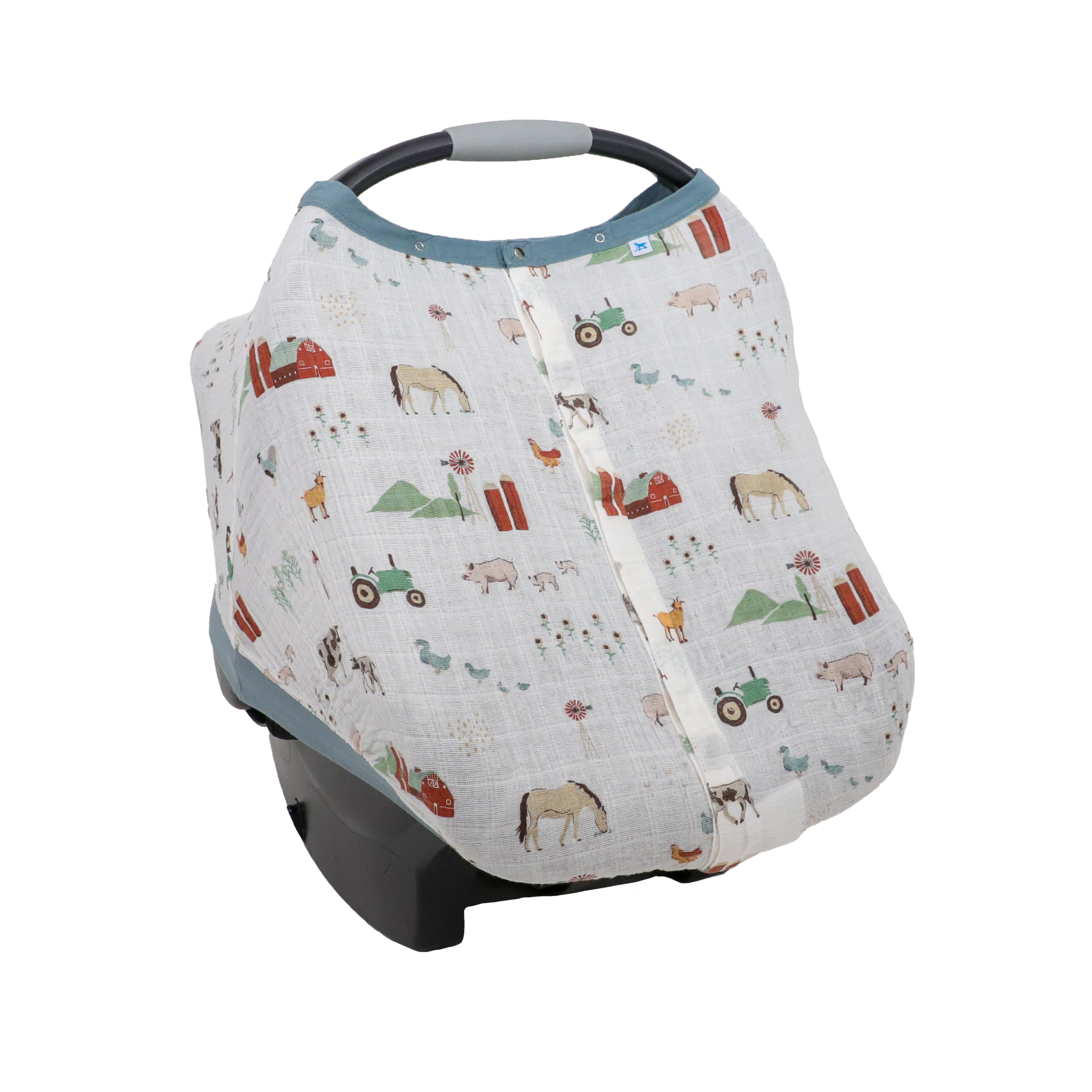 Cotton Muslin Car Seat Canopy Farmyard – Little Unicorn USA