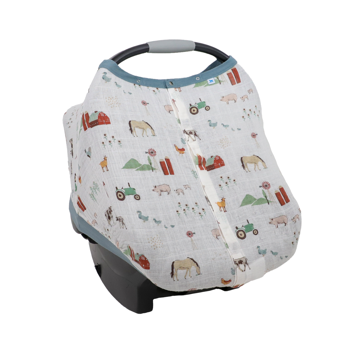 Cotton Muslin Car Seat Canopy Farmyard Little Unicorn USA