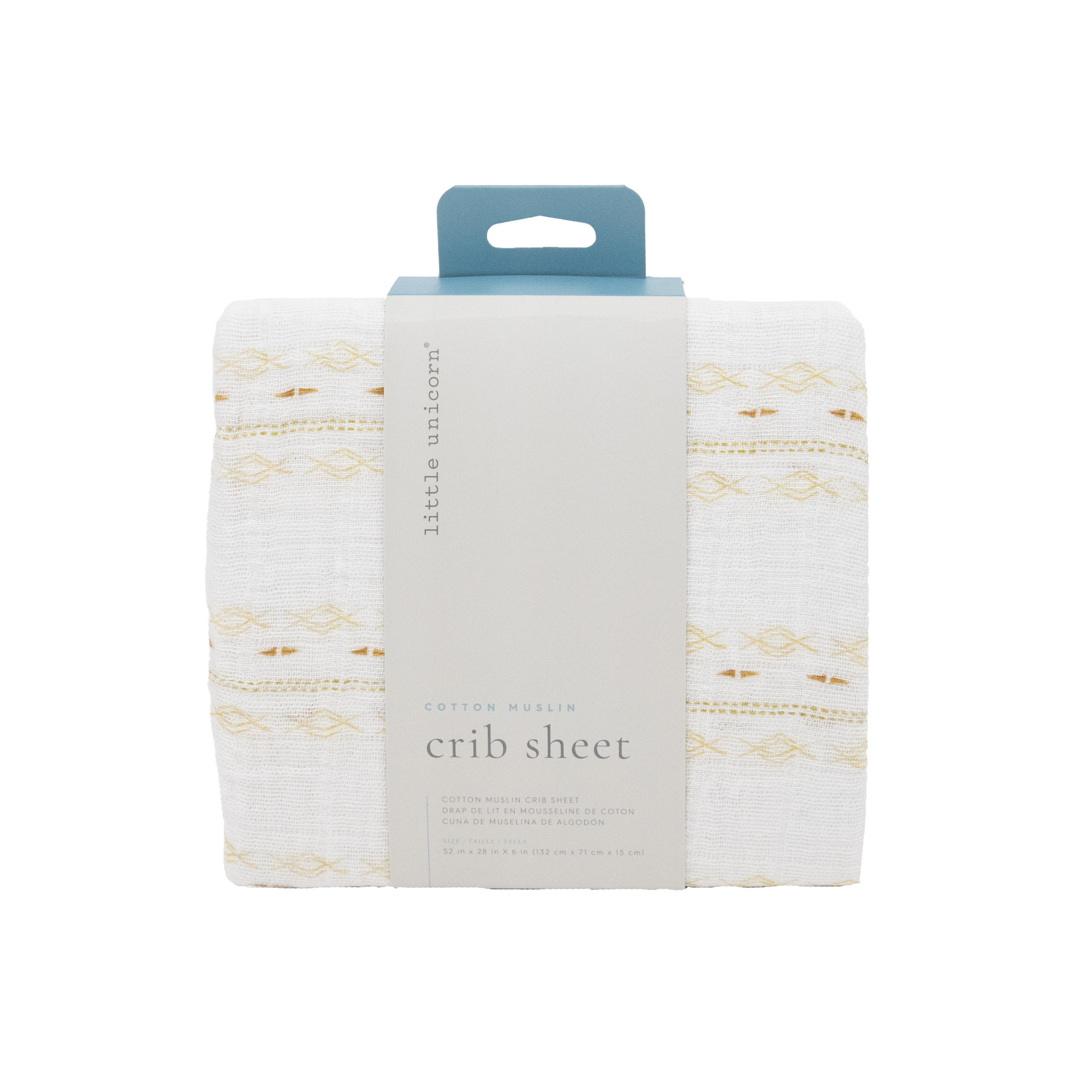 Cotton Muslin Crib Sheet - Gold Diamond-stripe