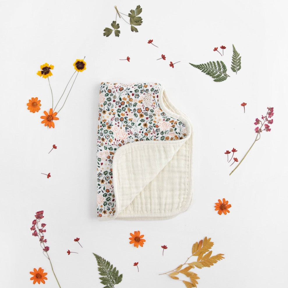 Cotton Muslin Burp Cloth - Pressed Petals