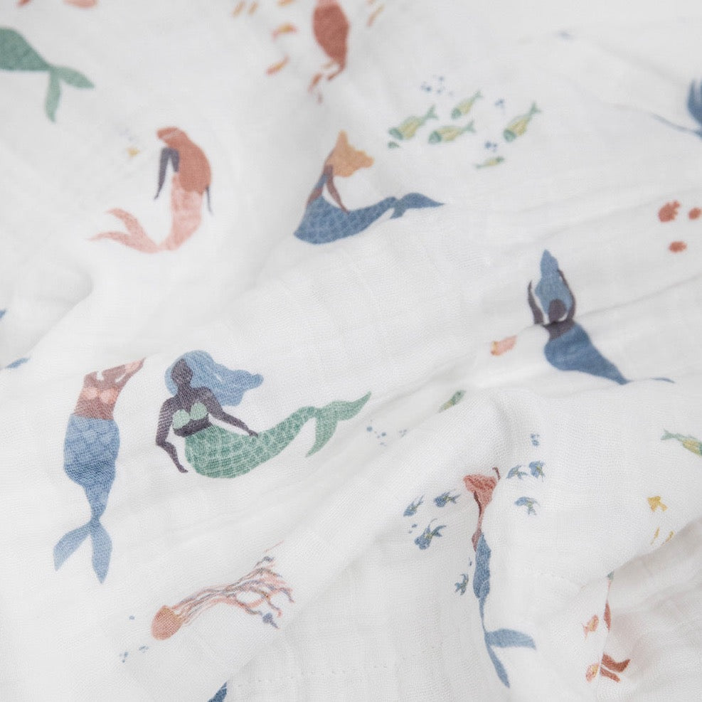 Little Unicorn Cotton Muslin Shark Print Swaddle Blanket