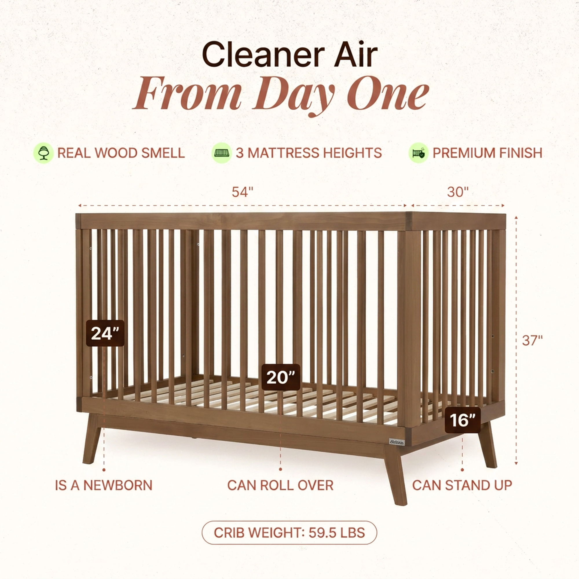 dadada Baby Soho 3-in-1 Convertible Crib