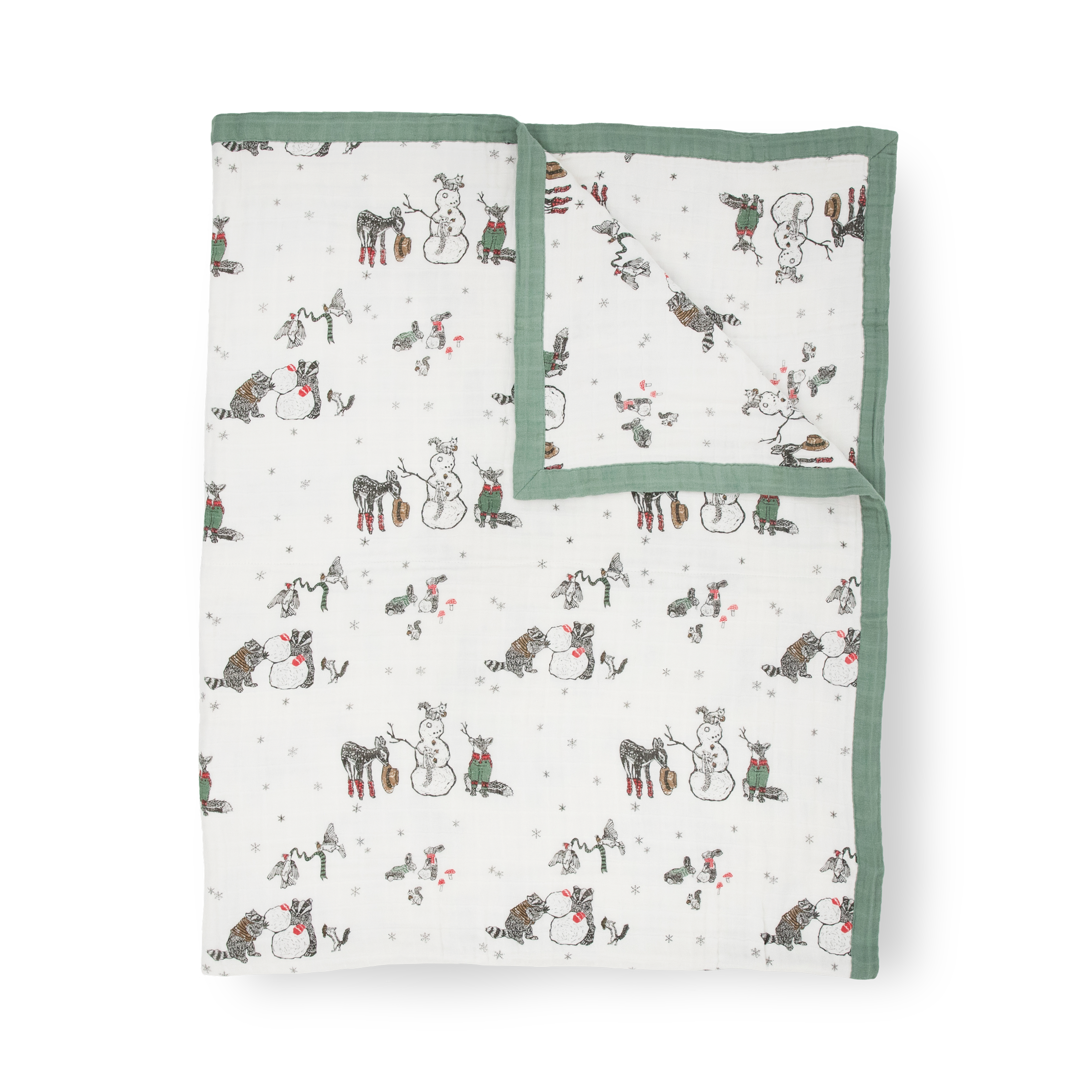 Cotton Muslin Quilted Throw - Snow Day