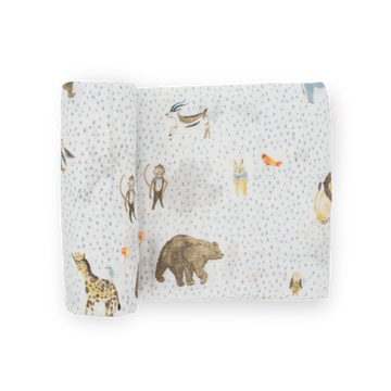Cotton Muslin Swaddle Blanket - Party Animals