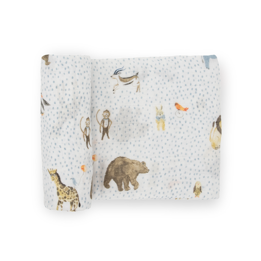 Cotton Muslin Swaddle Blanket Party Animals Little Unicorn USA