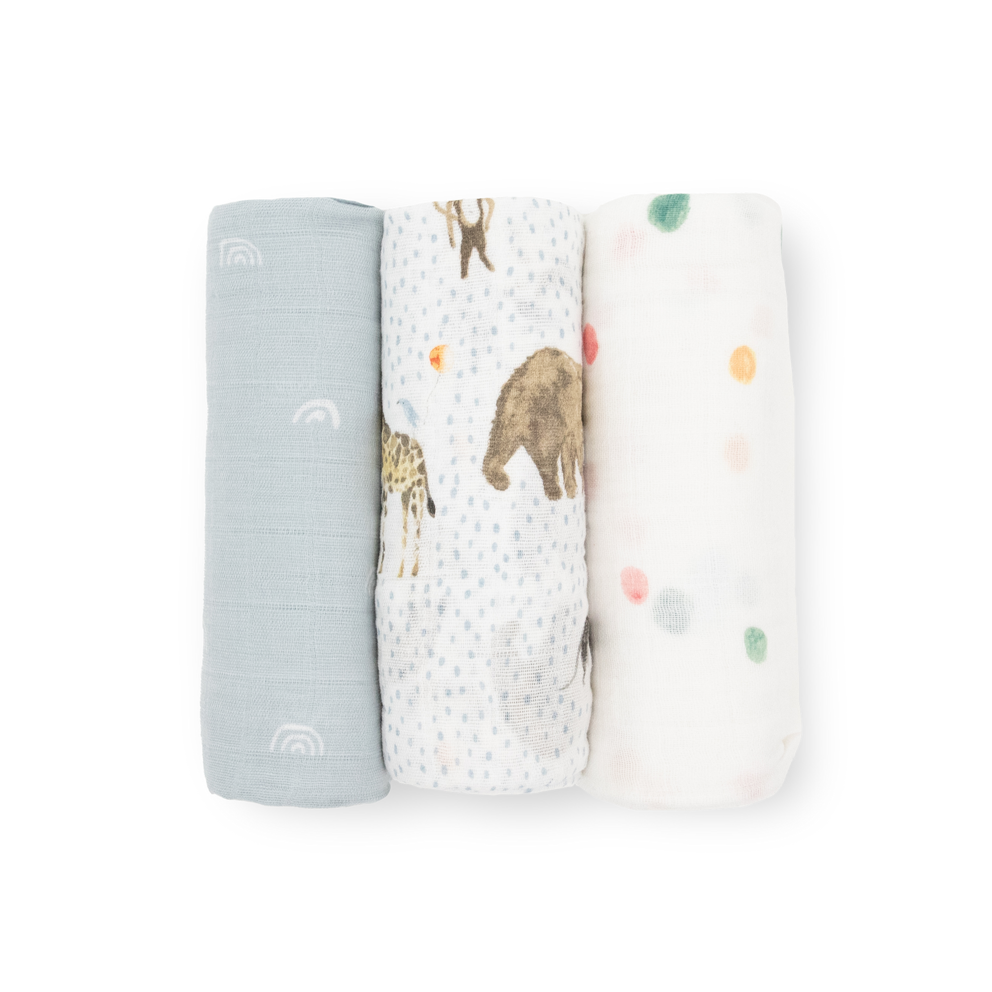 Cotton Muslin Swaddle Blanket 3 Pack - Party Animals