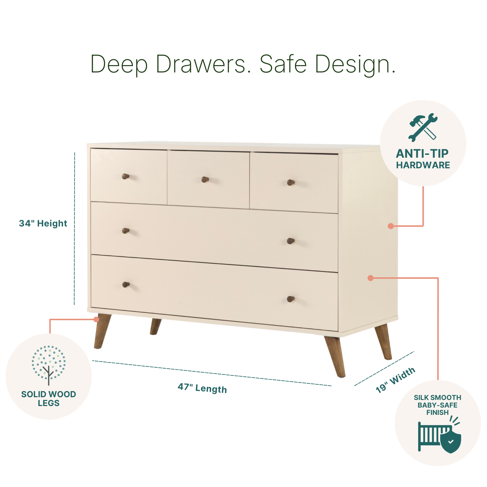 dadada Baby Austin 5-Drawer Nursery Dresser