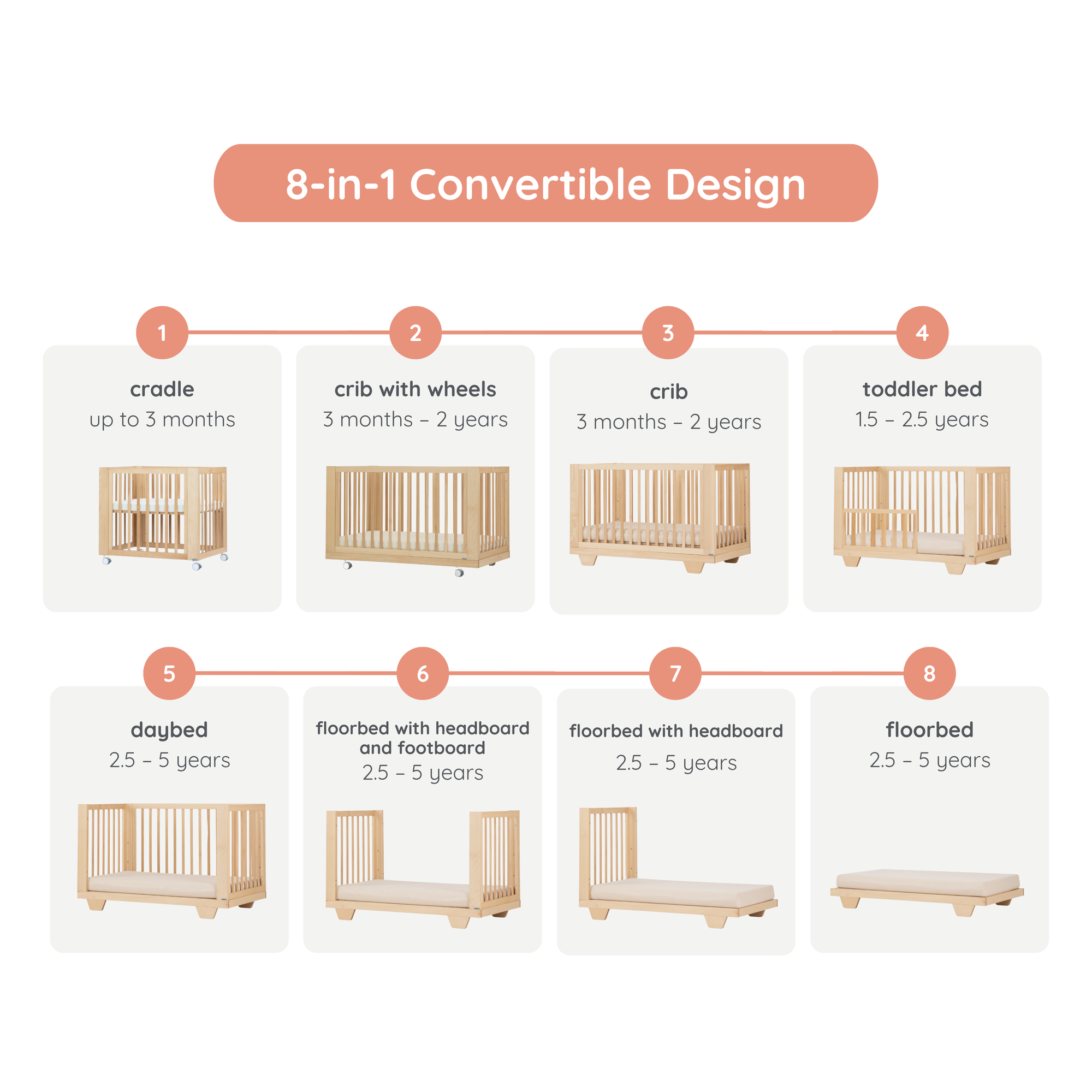 dadada Baby Spirit 8-in-1 Convertible Crib