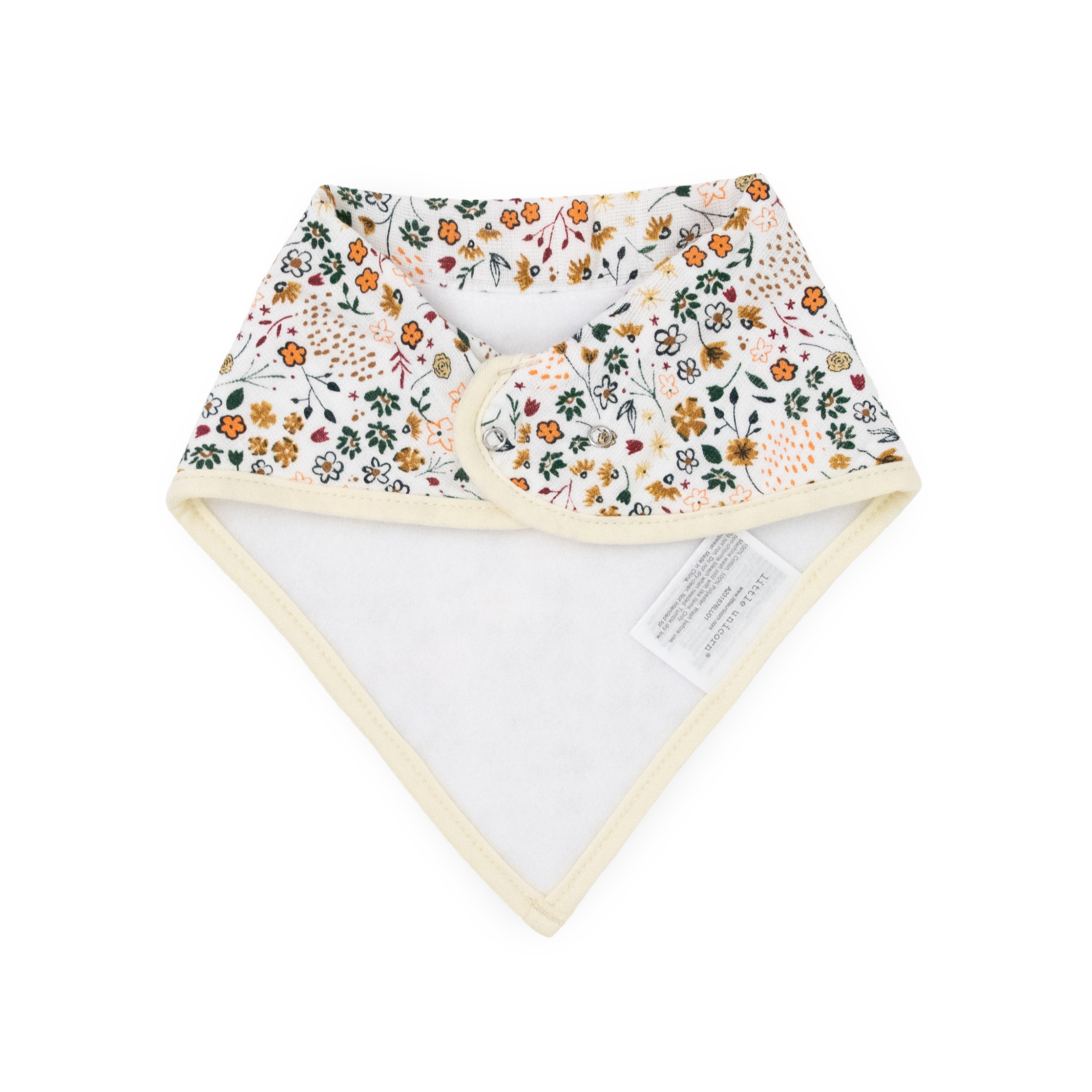 Cotton Muslin + Fleece Bandana Bib 4 Pack - Pressed Petals