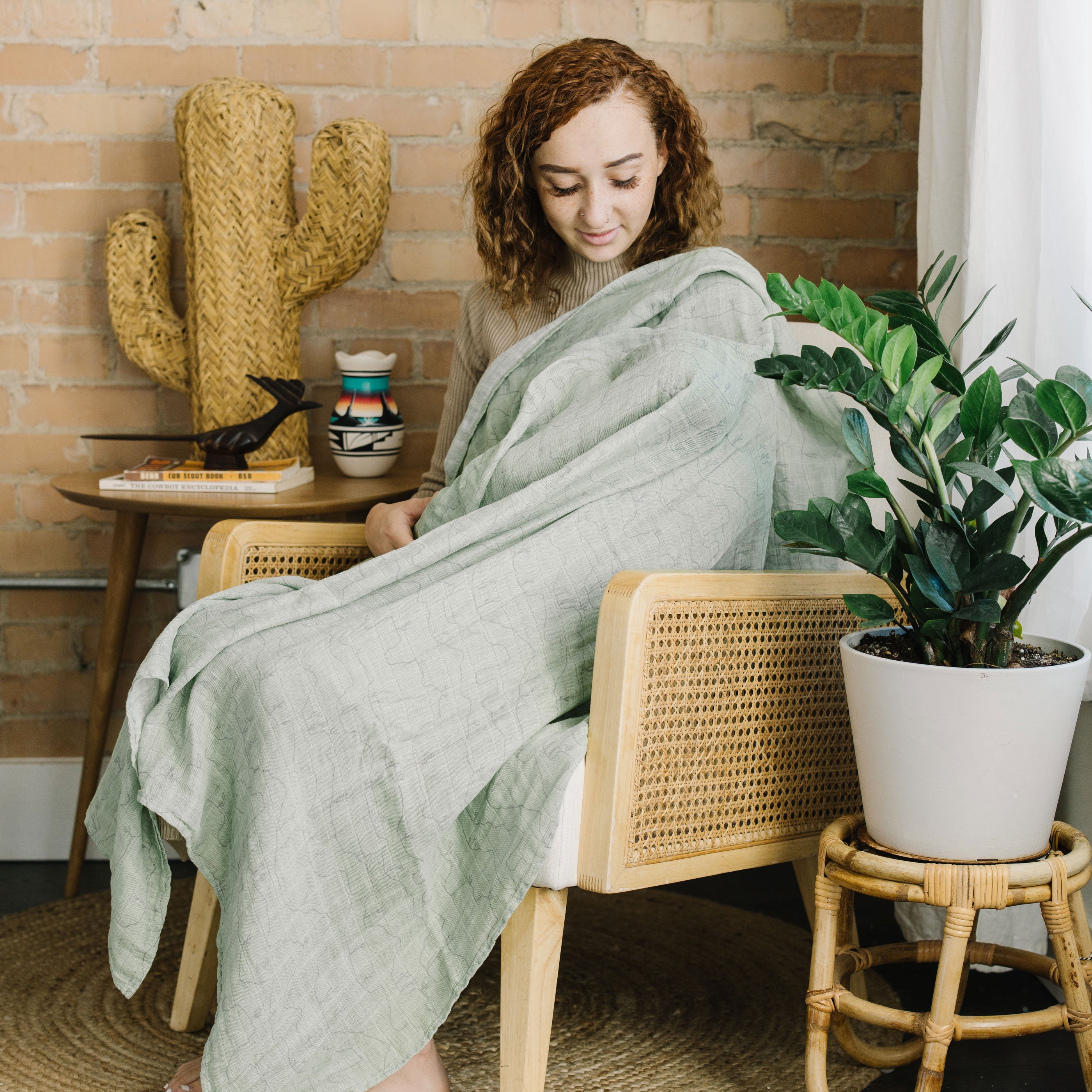 Cactus shop swaddle blanket