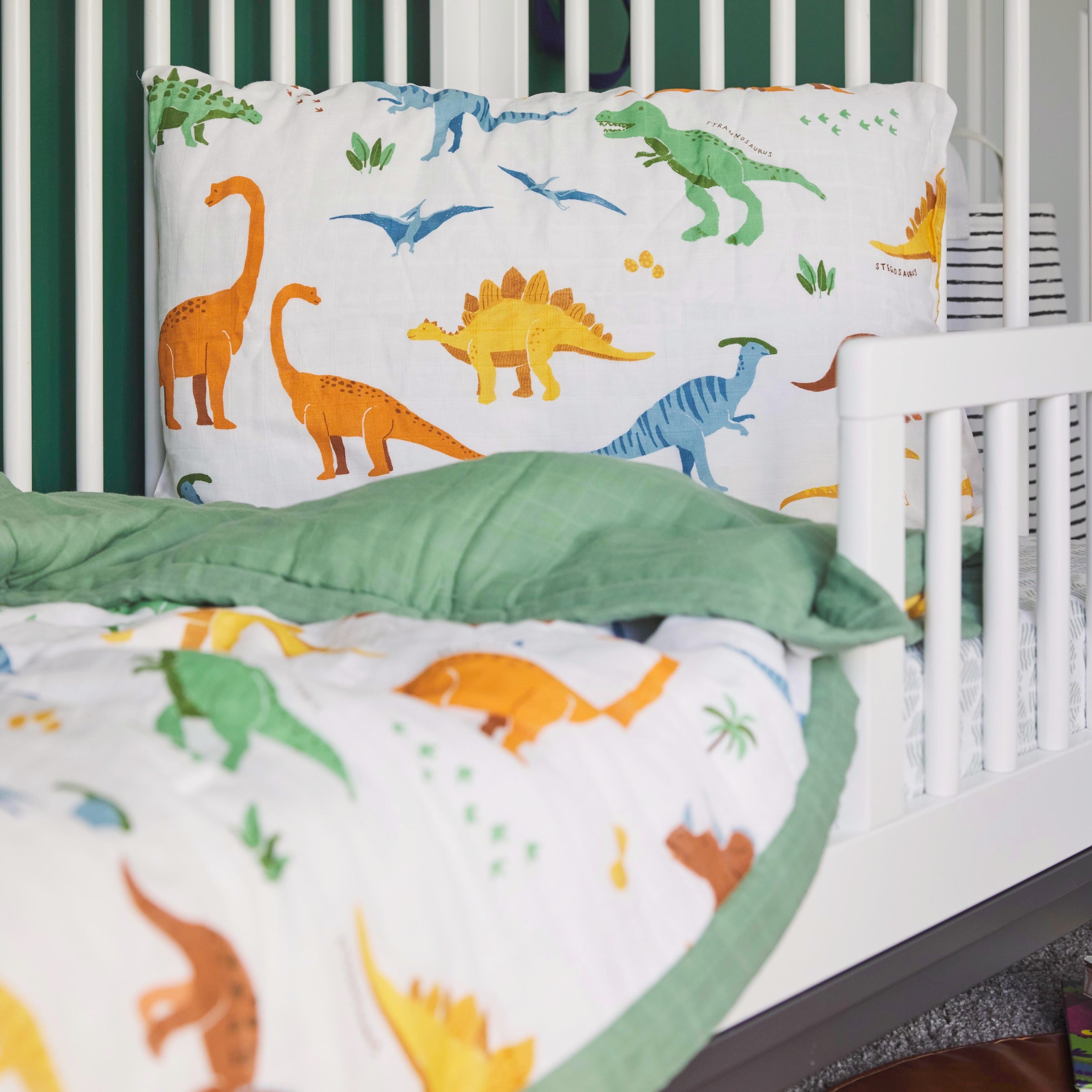 Cotton Muslin Toddler Comforter - Dino Names
