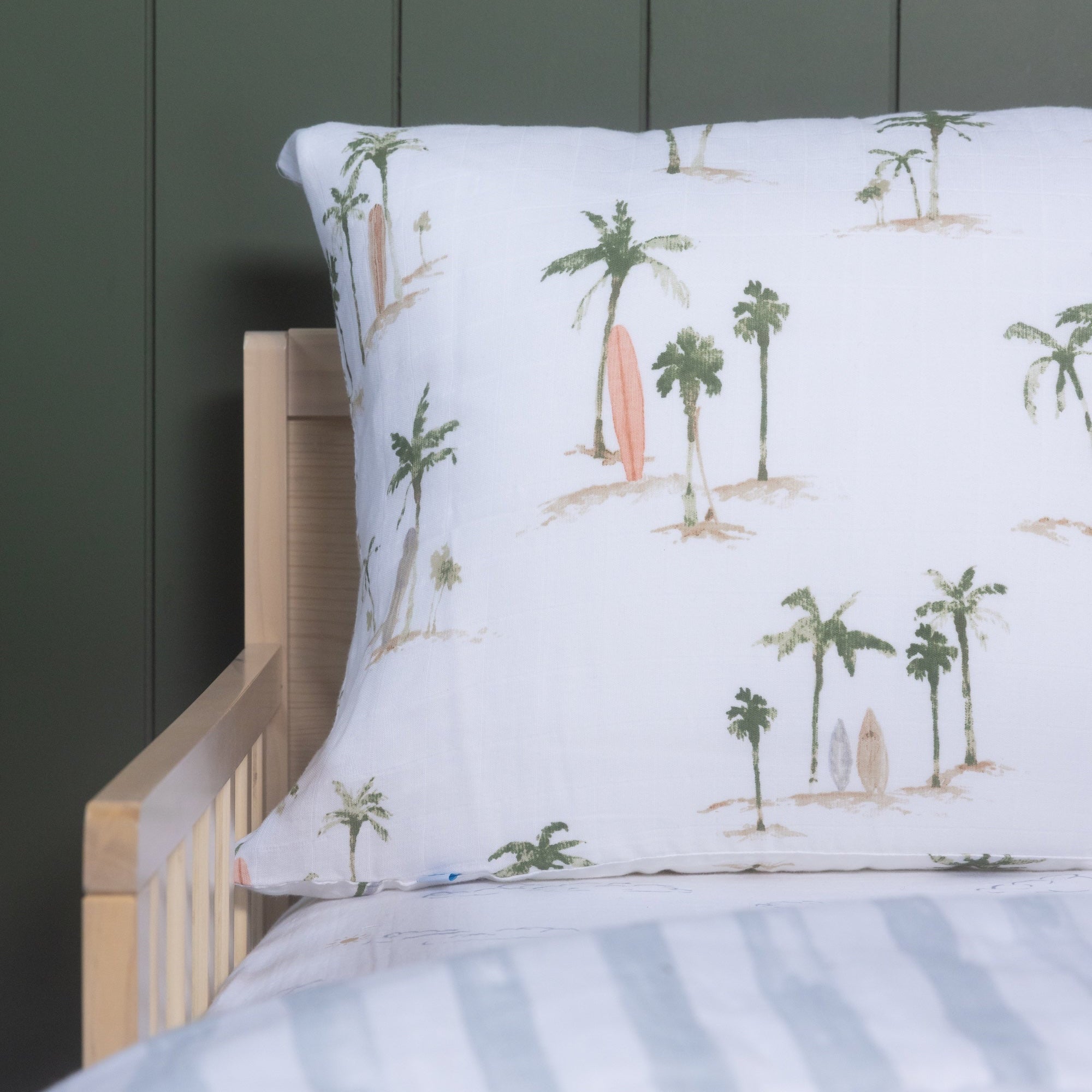 Cotton Muslin Toddler Bedding 3 Piece Set - Palm Paradise